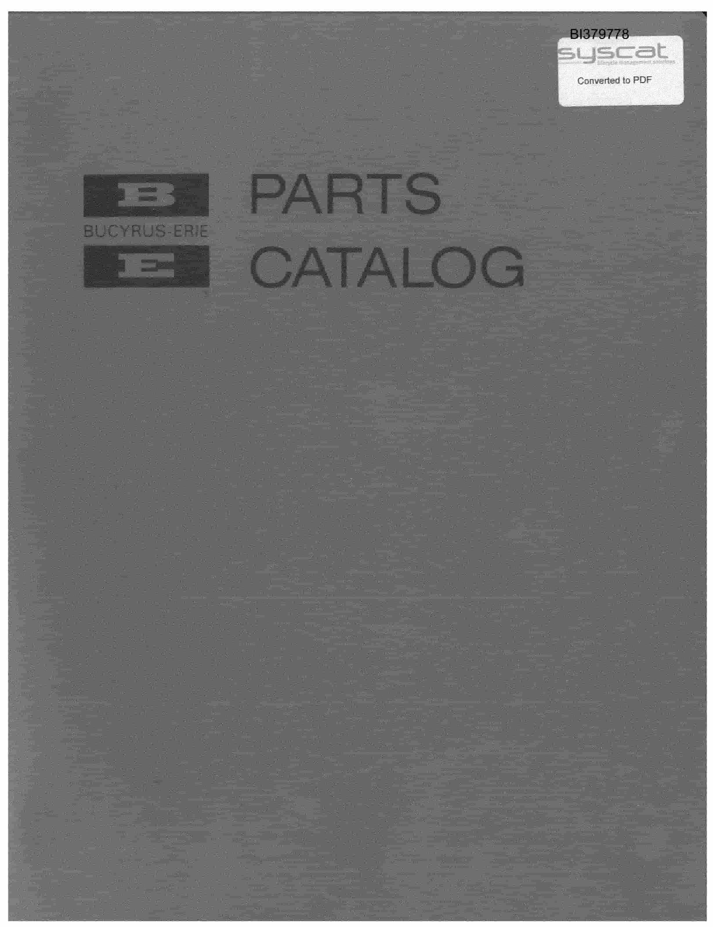 Bucyrus 480-W Walking Dragline Parts Catalog BI379778