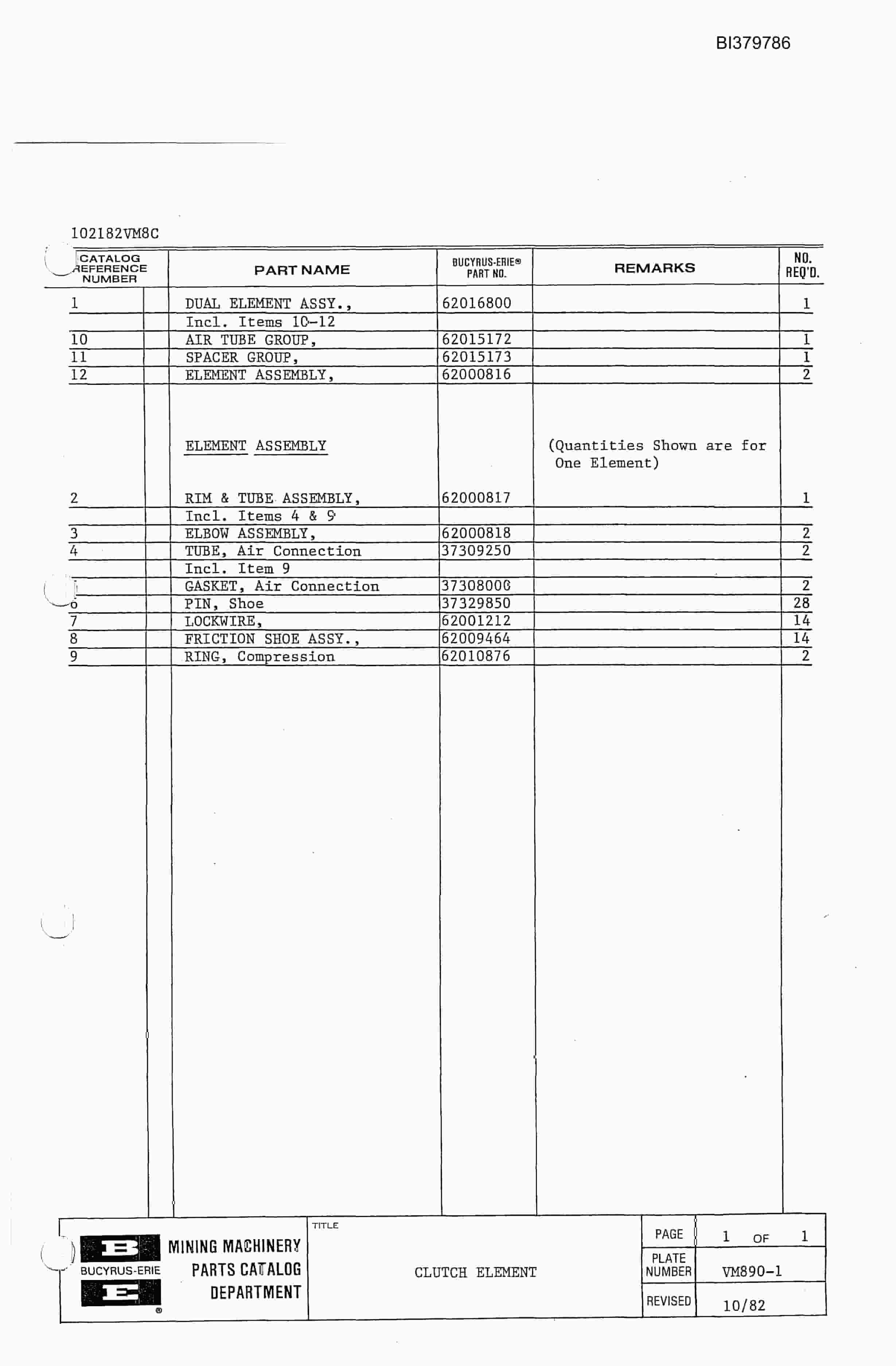 Bucyrus 480-W Walking Dragline Parts Catalog BI379786-4
