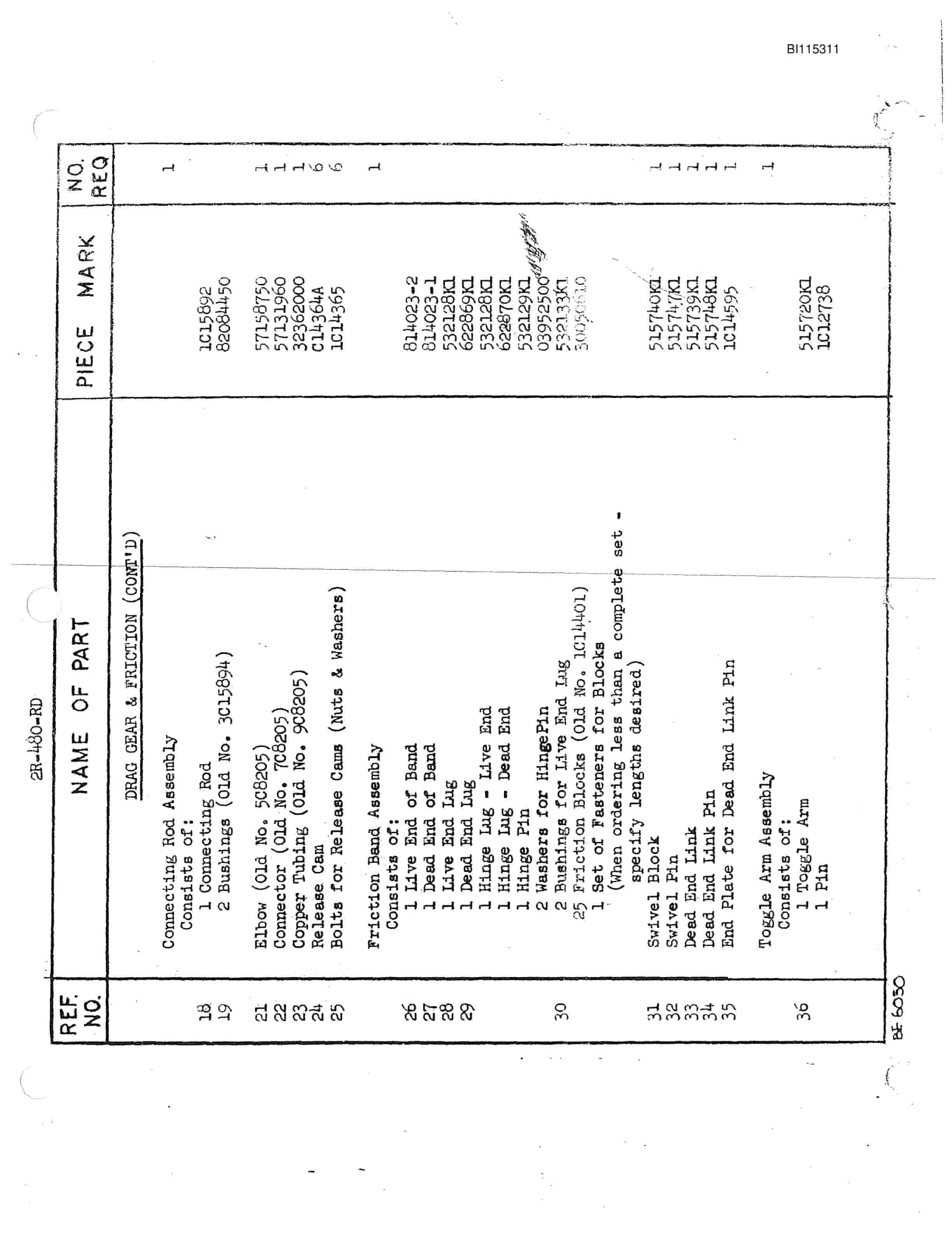Bucyrus 480W Walking Dragline Parts Catalog BI115311-2