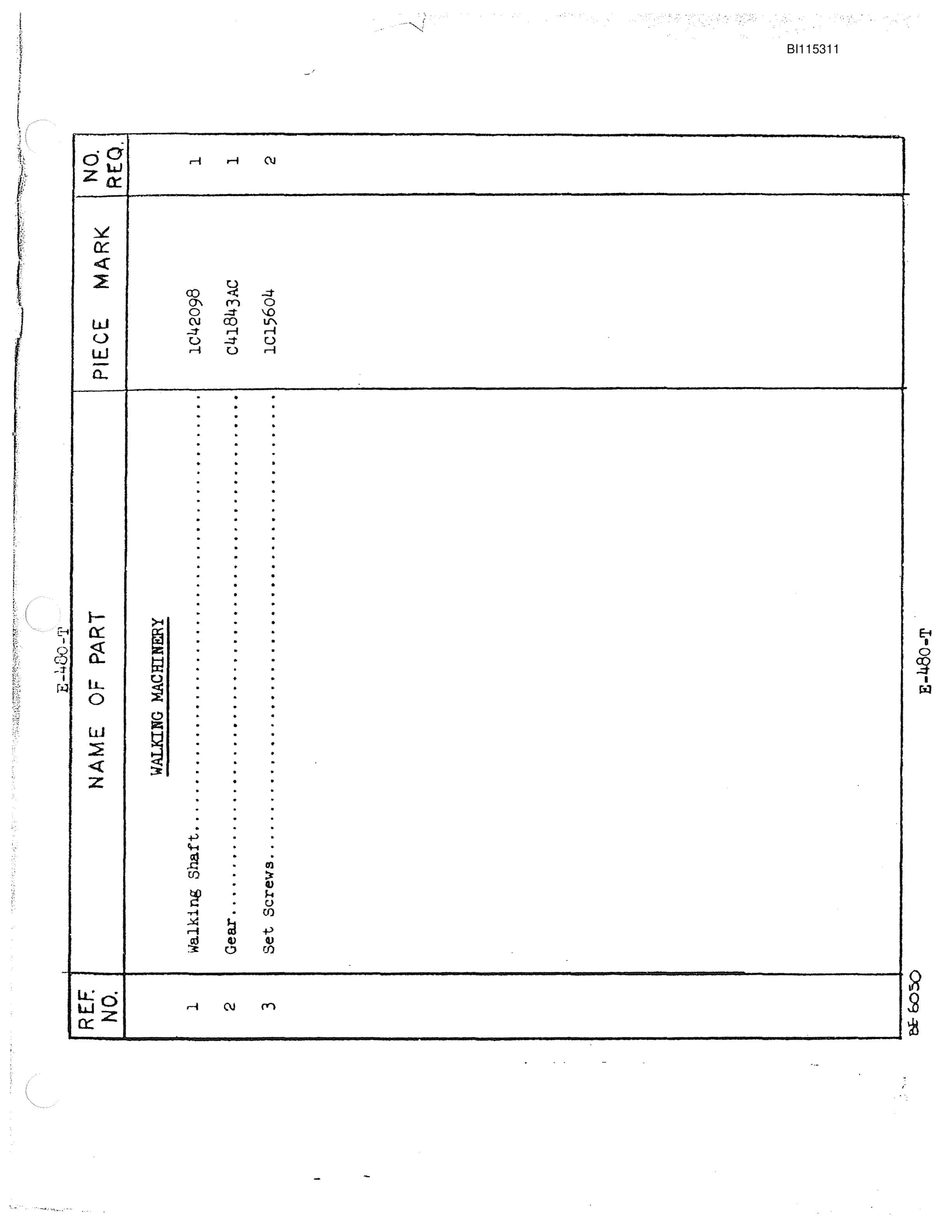 Bucyrus 480W Walking Dragline Parts Catalog BI115311-4