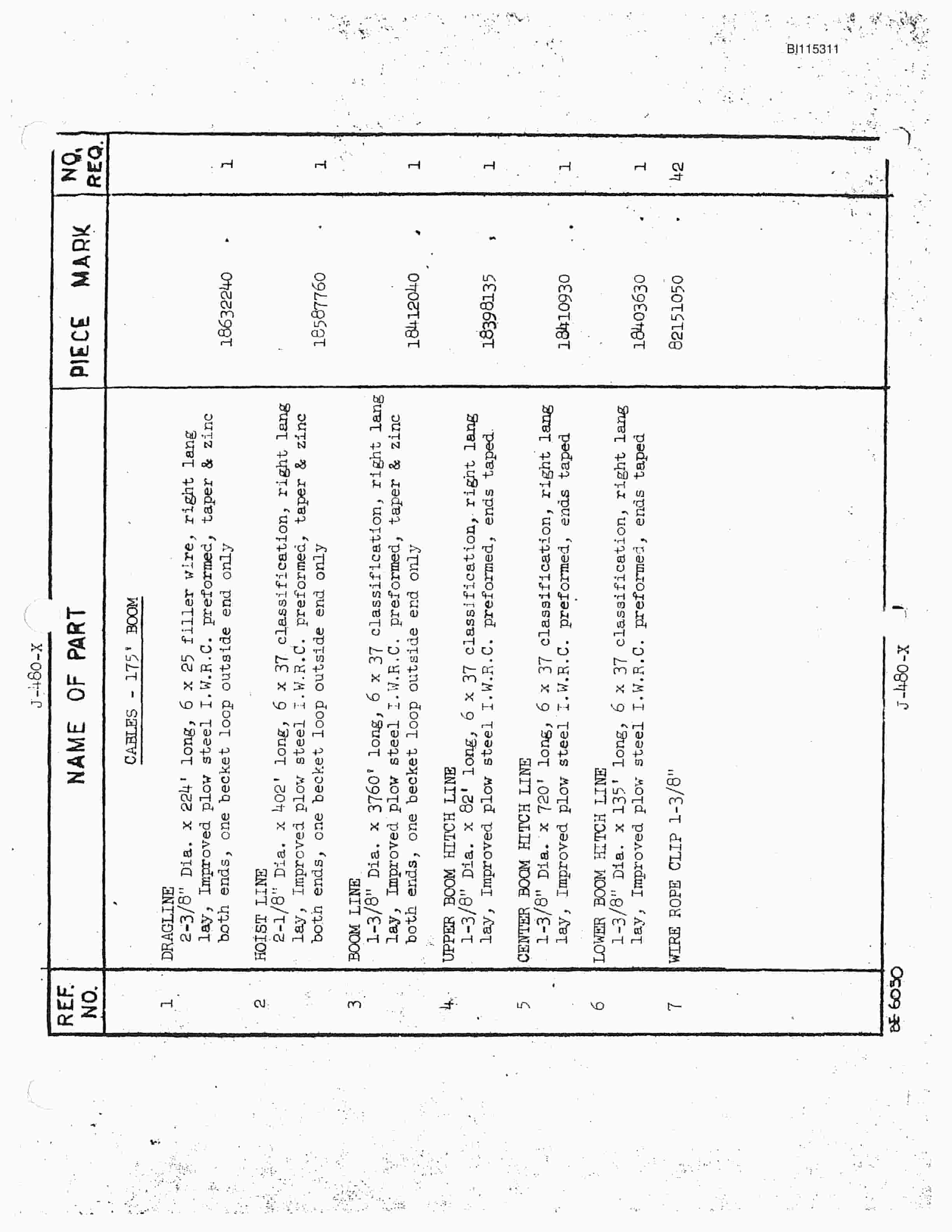Bucyrus 480W Walking Dragline Parts Catalog BI115311-5