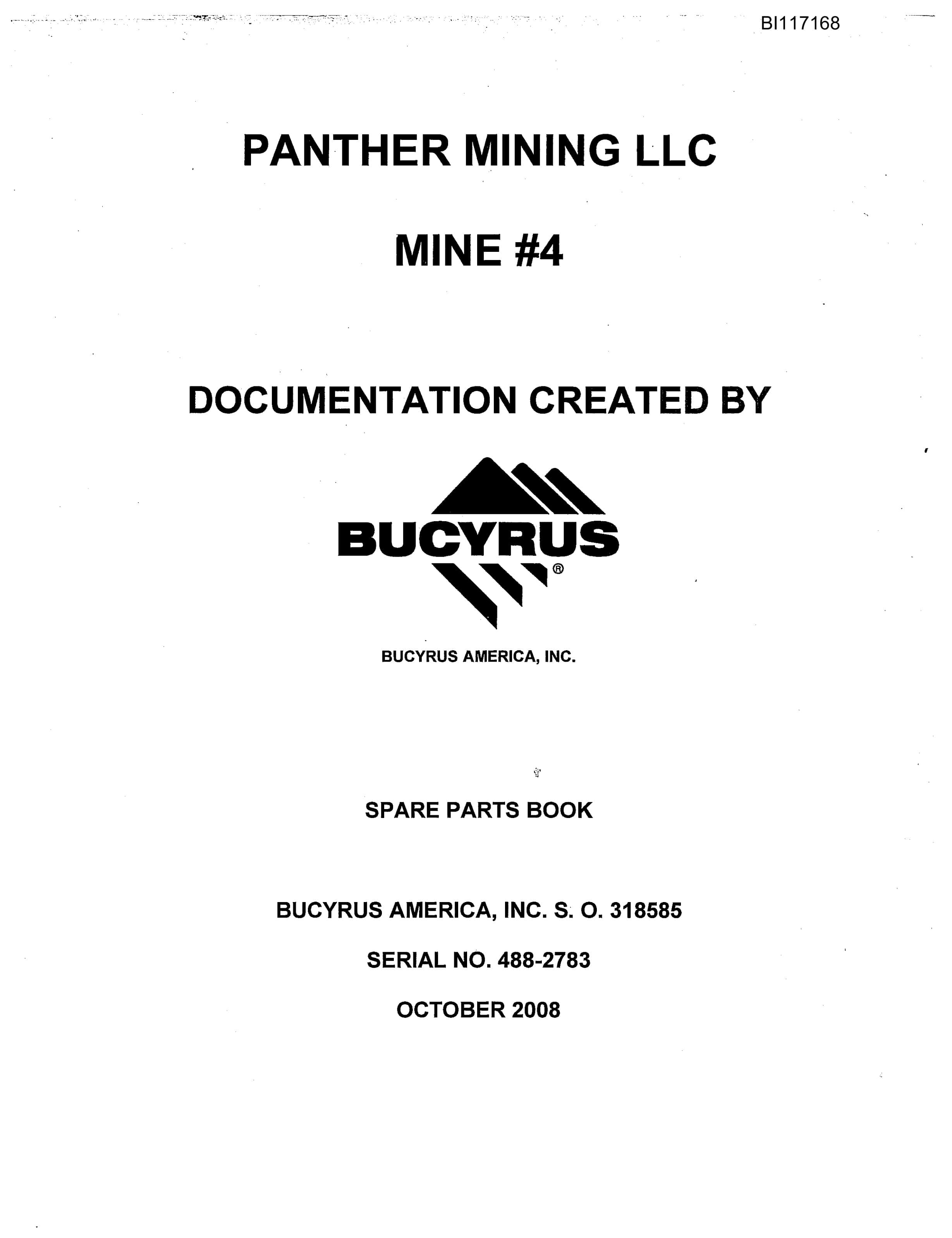 Bucyrus 488-2783 Spare Parts Book BI117168