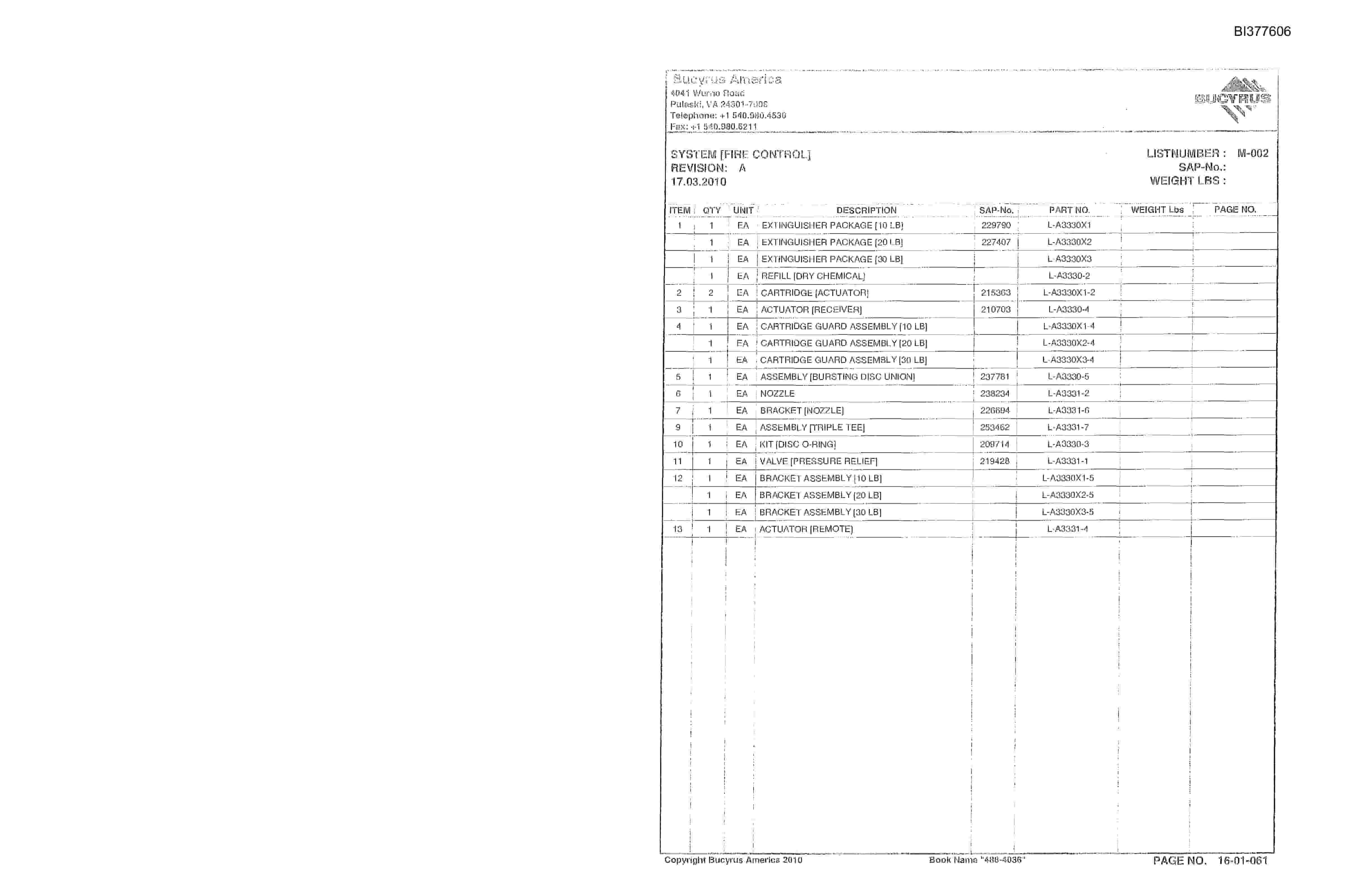 Bucyrus 488-4036 Un-A-Trac Parts Catalog BI377606-2