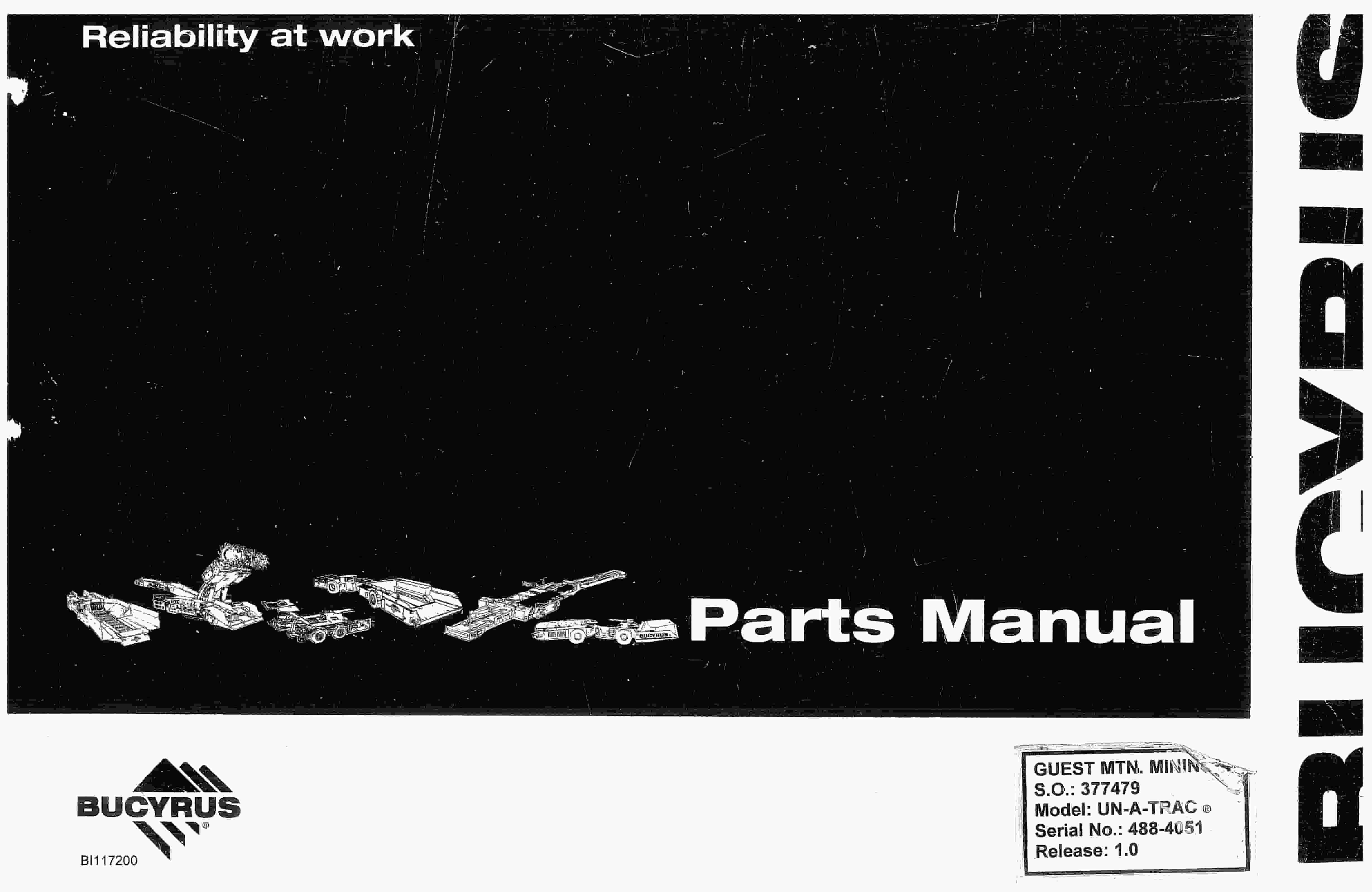 Bucyrus 488-5051 Parts Manual BI117200
