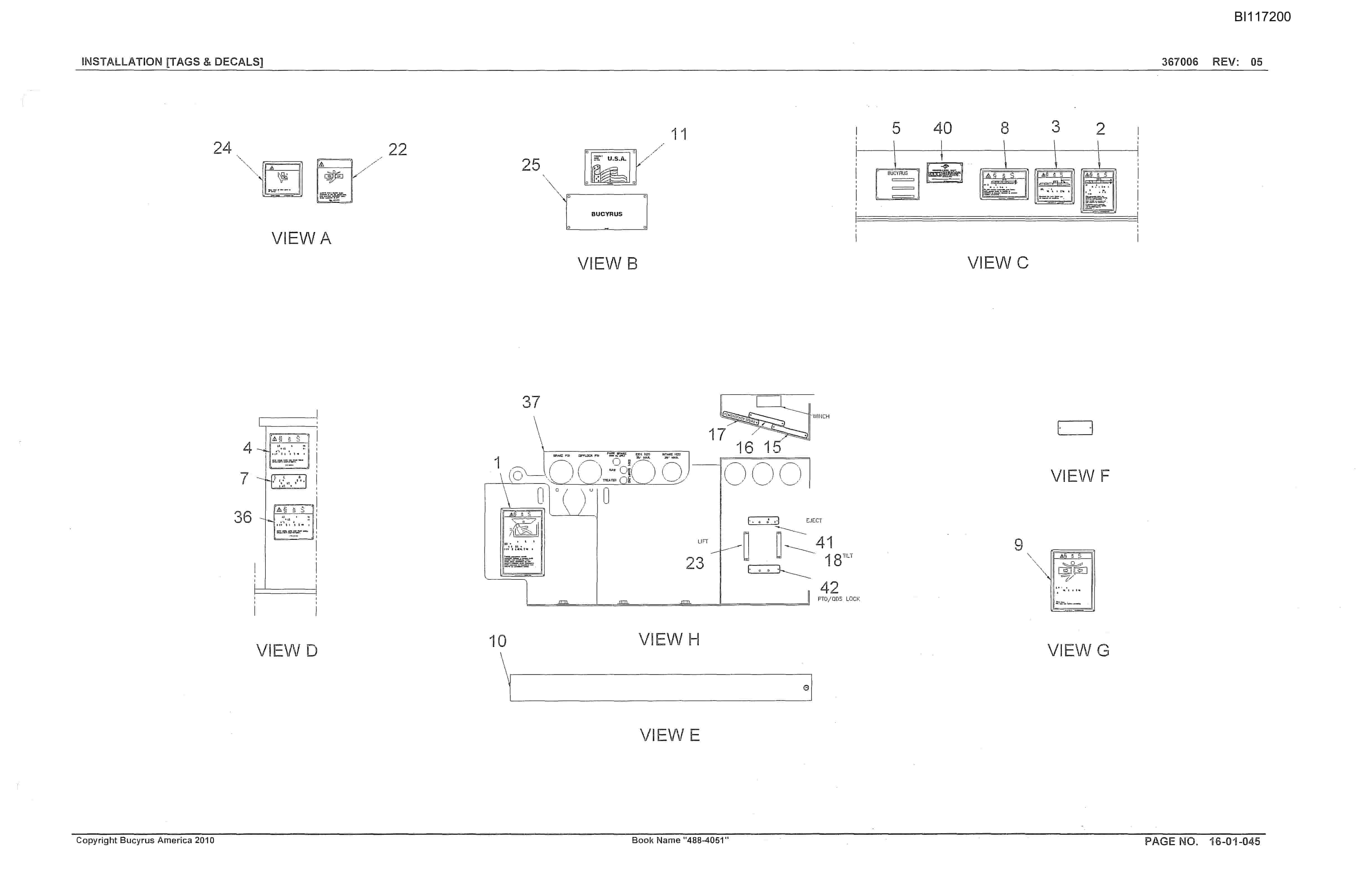 Bucyrus 488-5051 Parts Manual BI117200-2