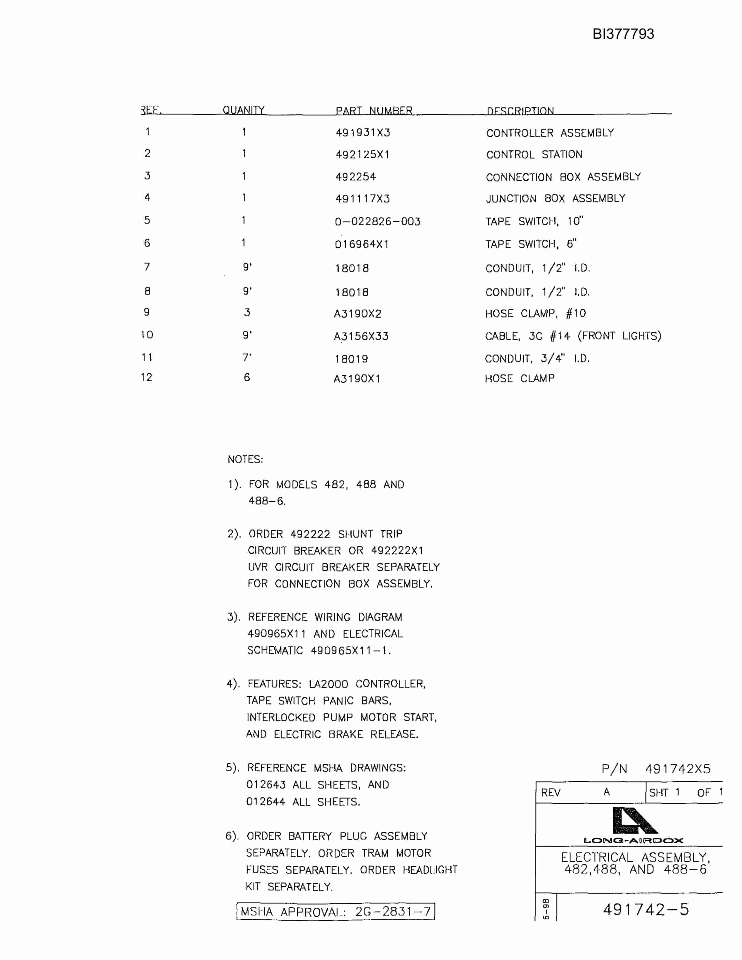Bucyrus 488-6-2350 Omnitrac Parts Catalog BI377793-2