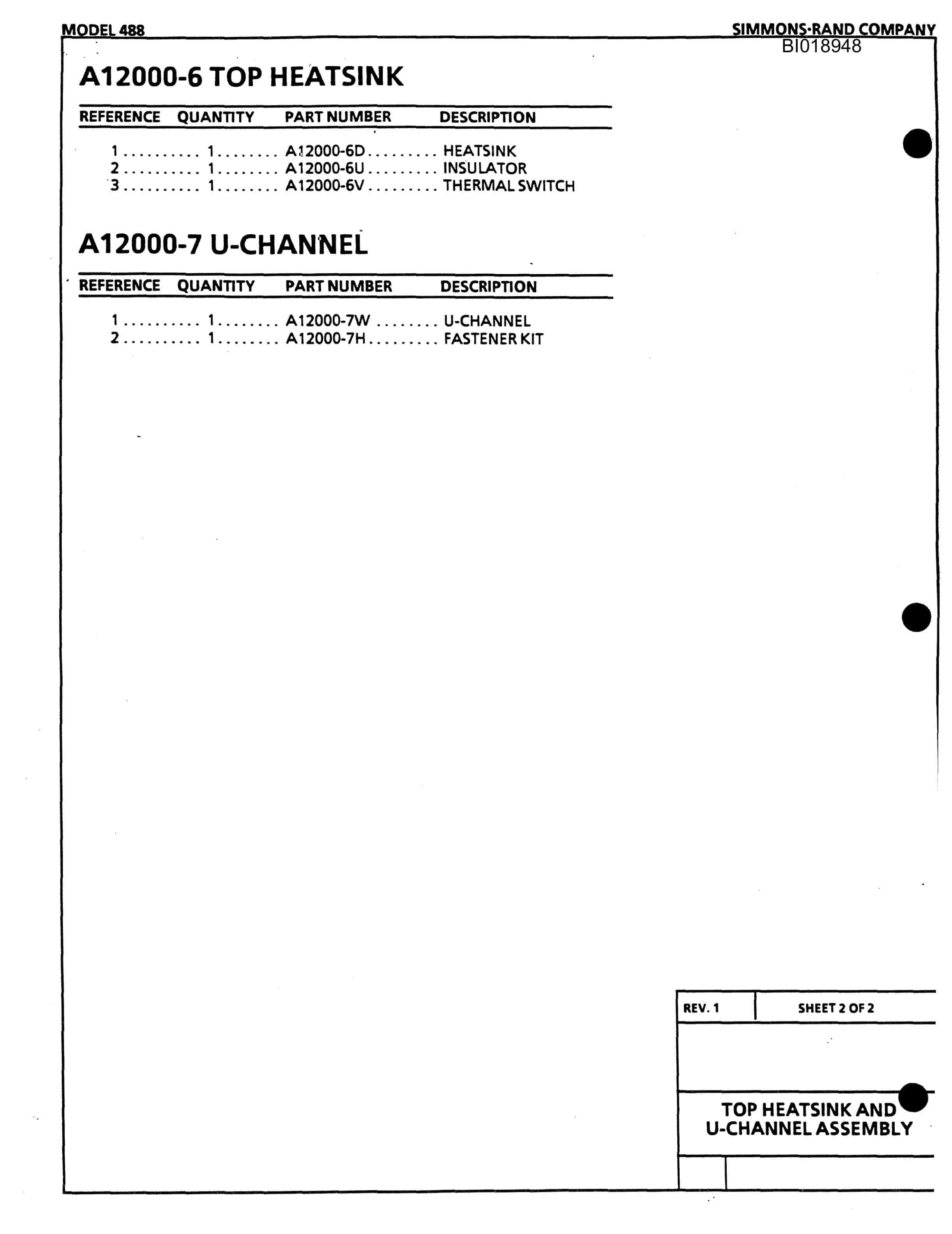 Bucyrus 488 Parts Catalog BI018948-3