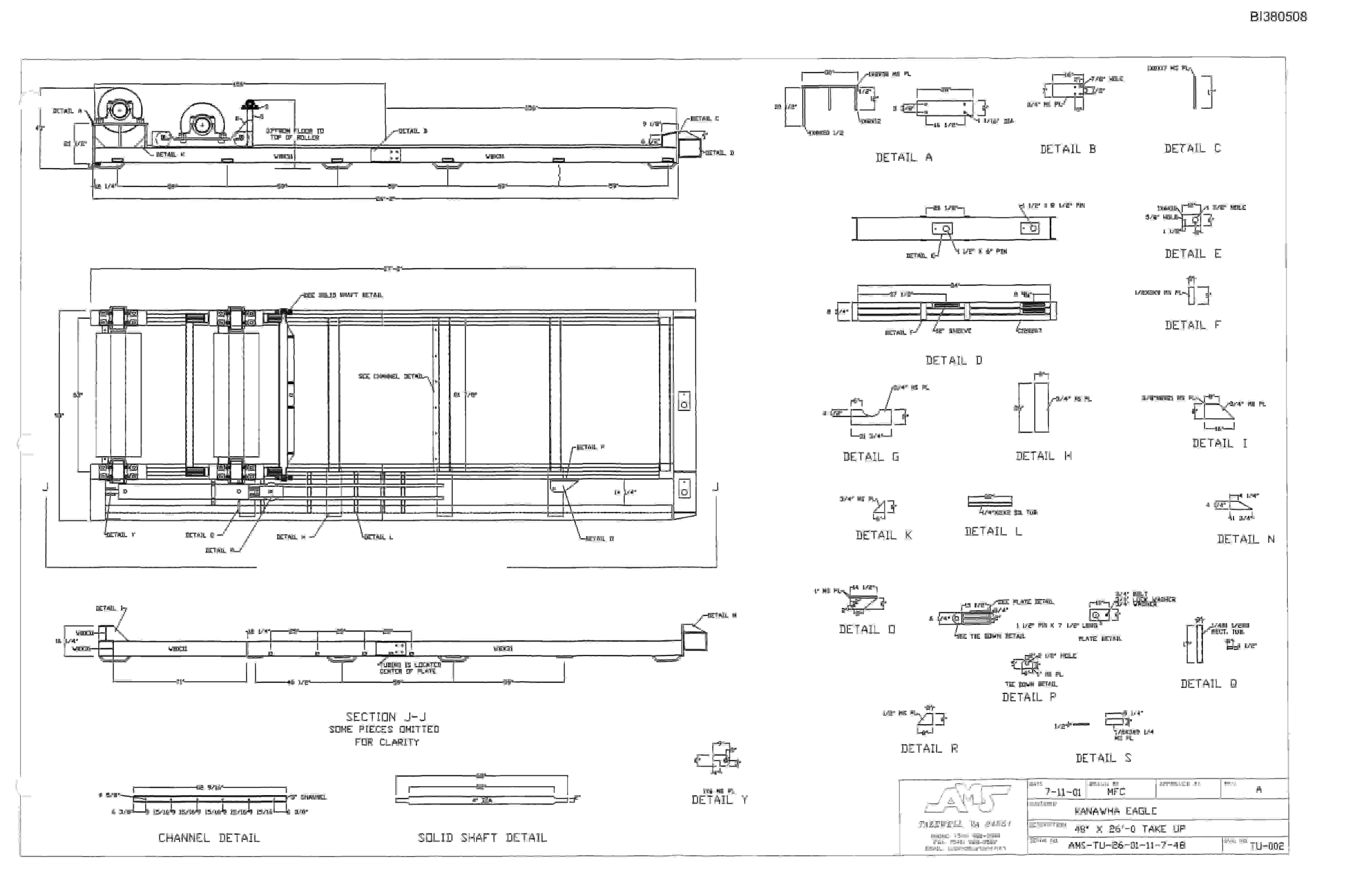 Bucyrus 48in 200HP Dual Drive LC315, Tailpeace, Remote A-Frame, Take-Up Parts Catalog BI380508-4