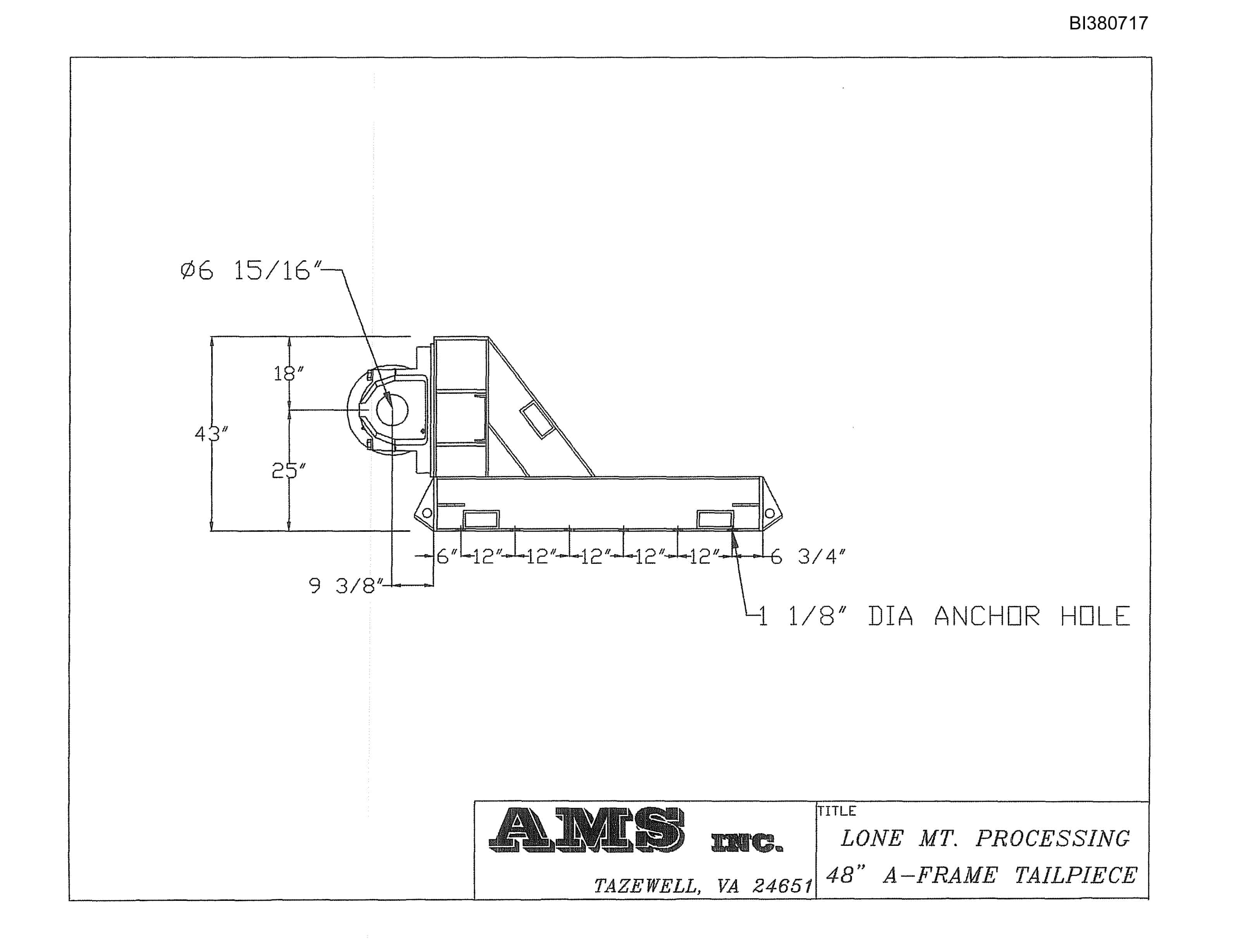 Bucyrus 48in A-Frame Tailpiece Parts Catalog BI380717-3