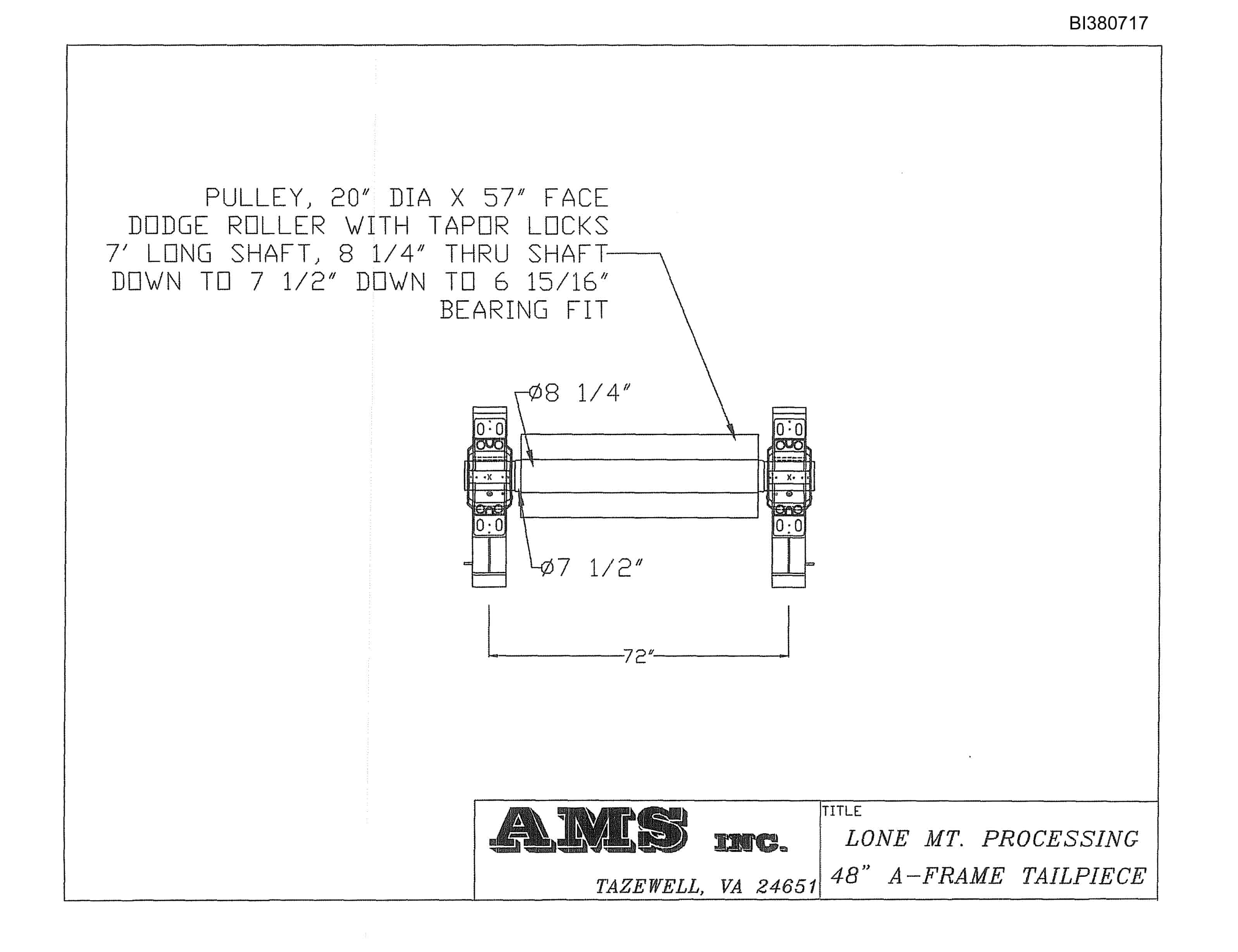 Bucyrus 48in A-Frame Tailpiece Parts Catalog BI380717-4