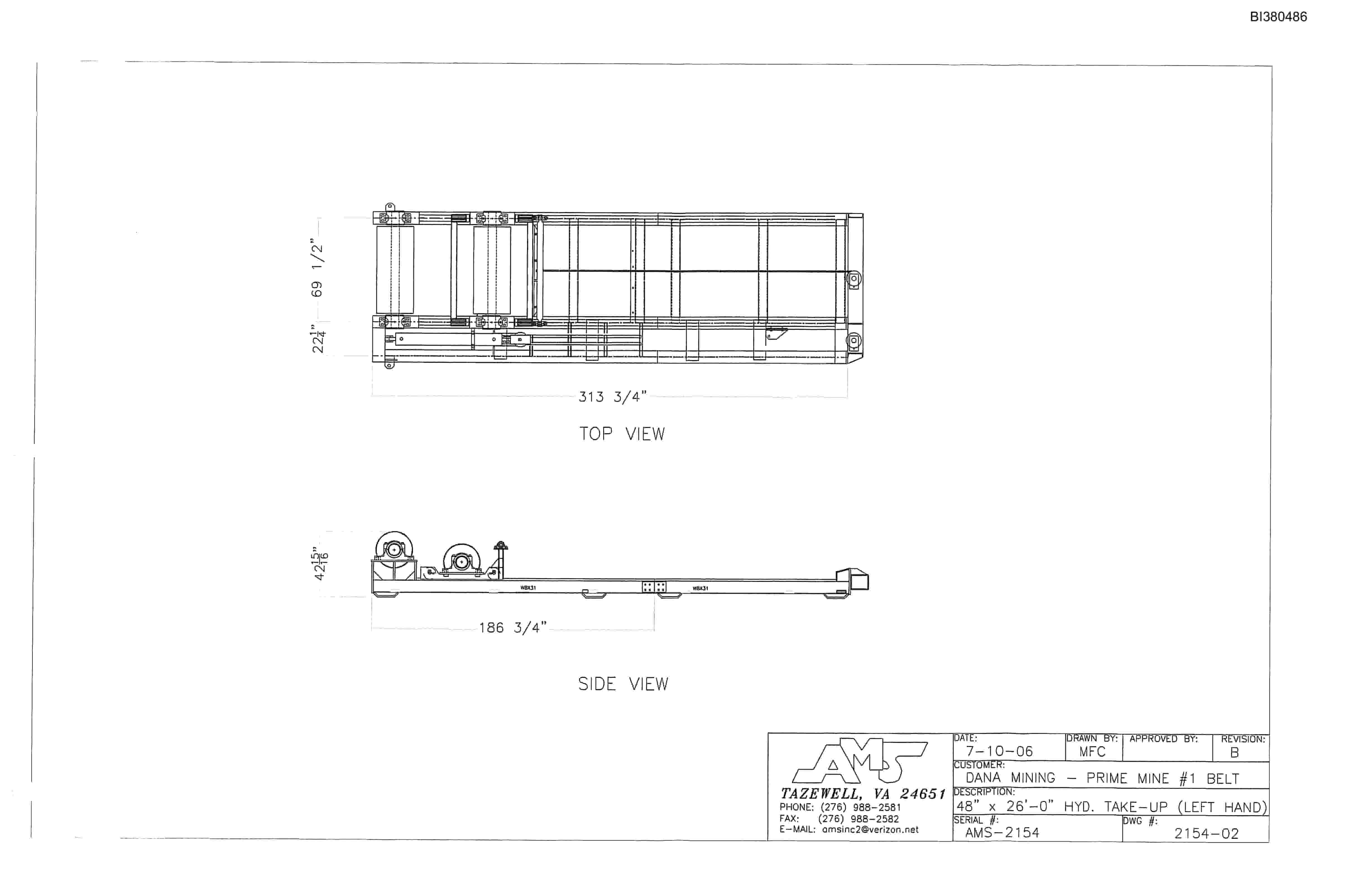 Bucyrus 48in AFDD 150HP, Hydraulic Take-Up, Tailpeace, Remote Discharge Boom Parts Catalog BI380486-2