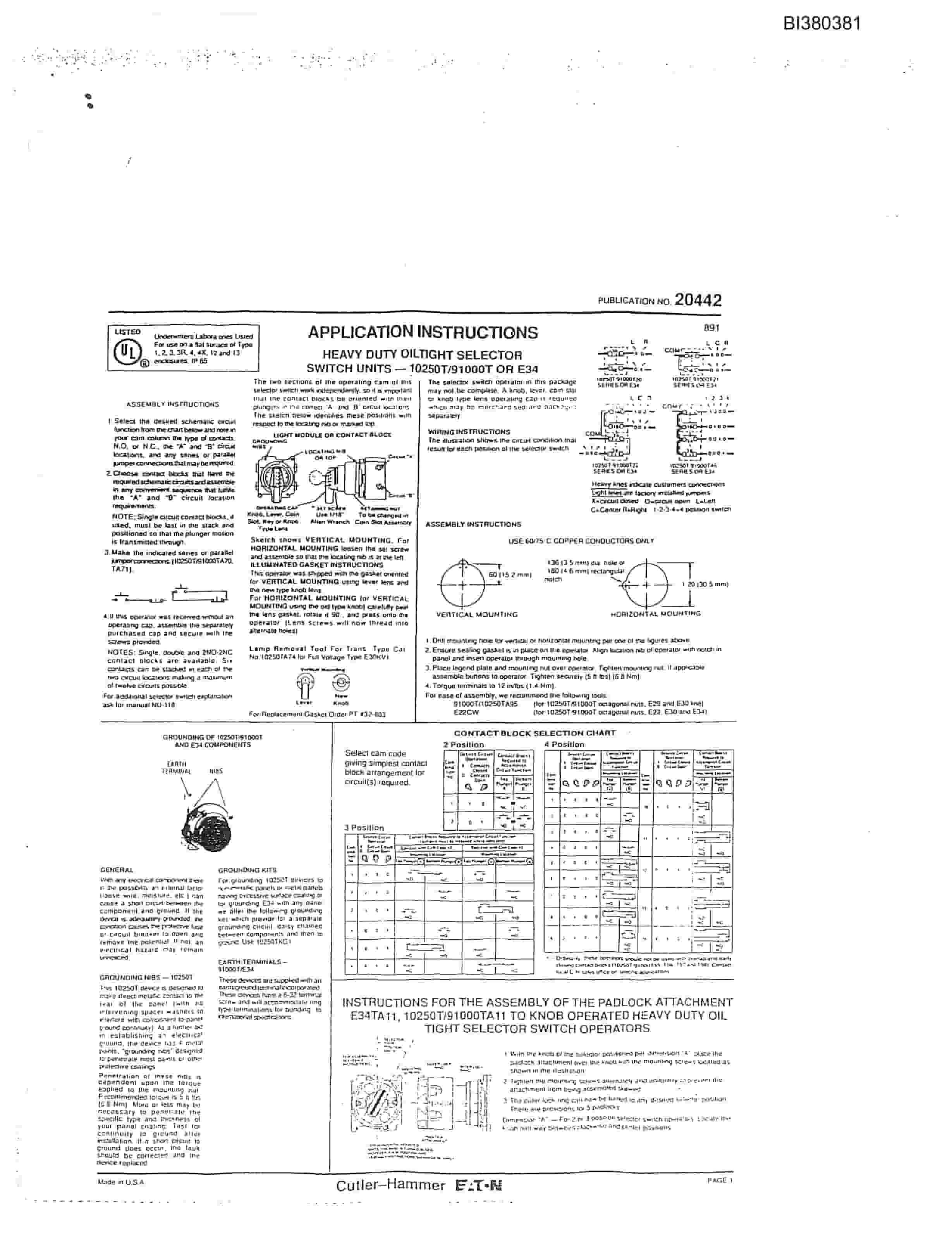 Bucyrus 48in AFDD 250HP to In-Line Feed Thru, 25HP Compact Power Pack Parts Catalog BI380381-4