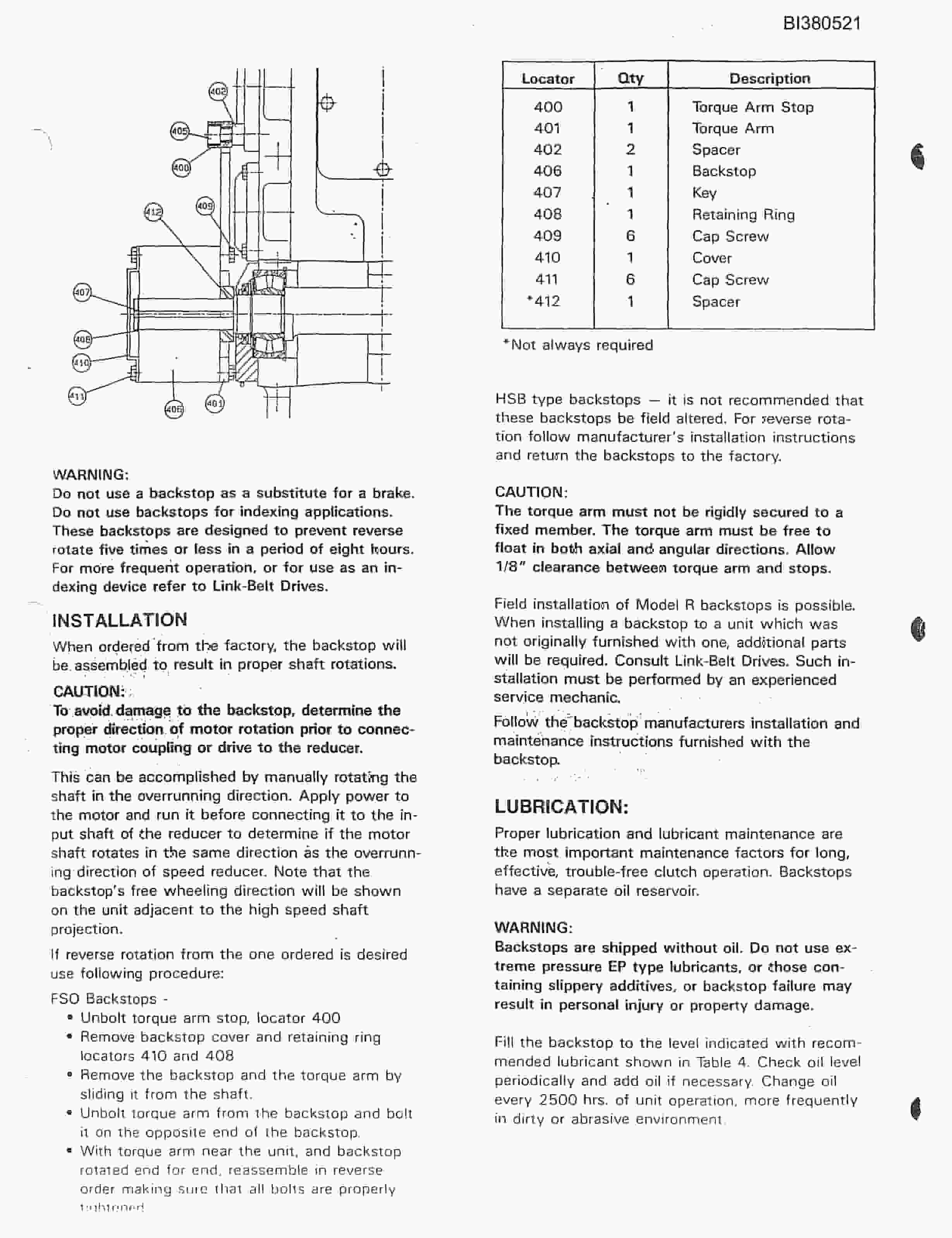 Bucyrus 48in AFSD 300HP Drive, Impact Tailpeace Parts Catalog BI380521-2