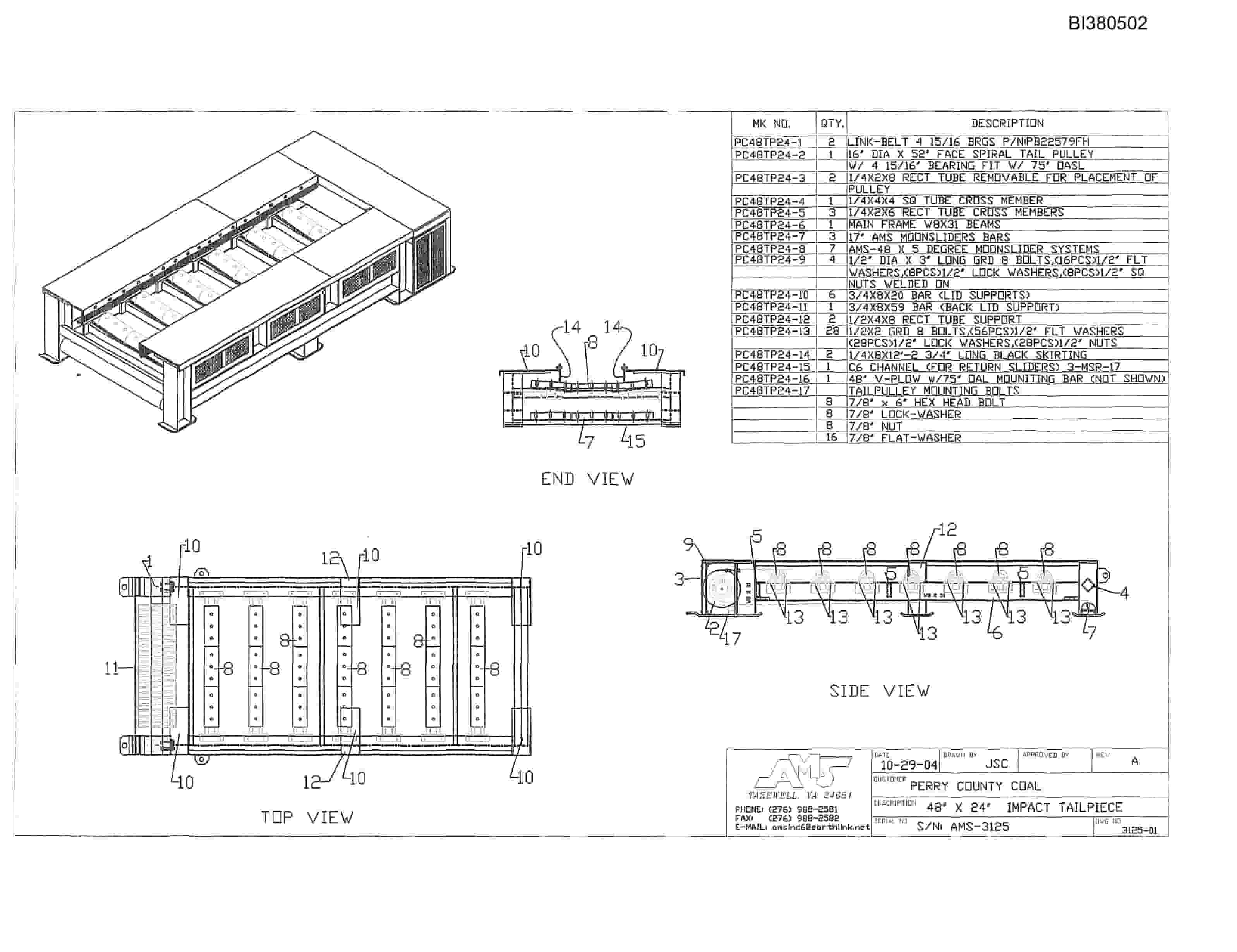 Bucyrus 48in AFSD 300HP, Impact Tailpeace Parts Catalog BI380502-5
