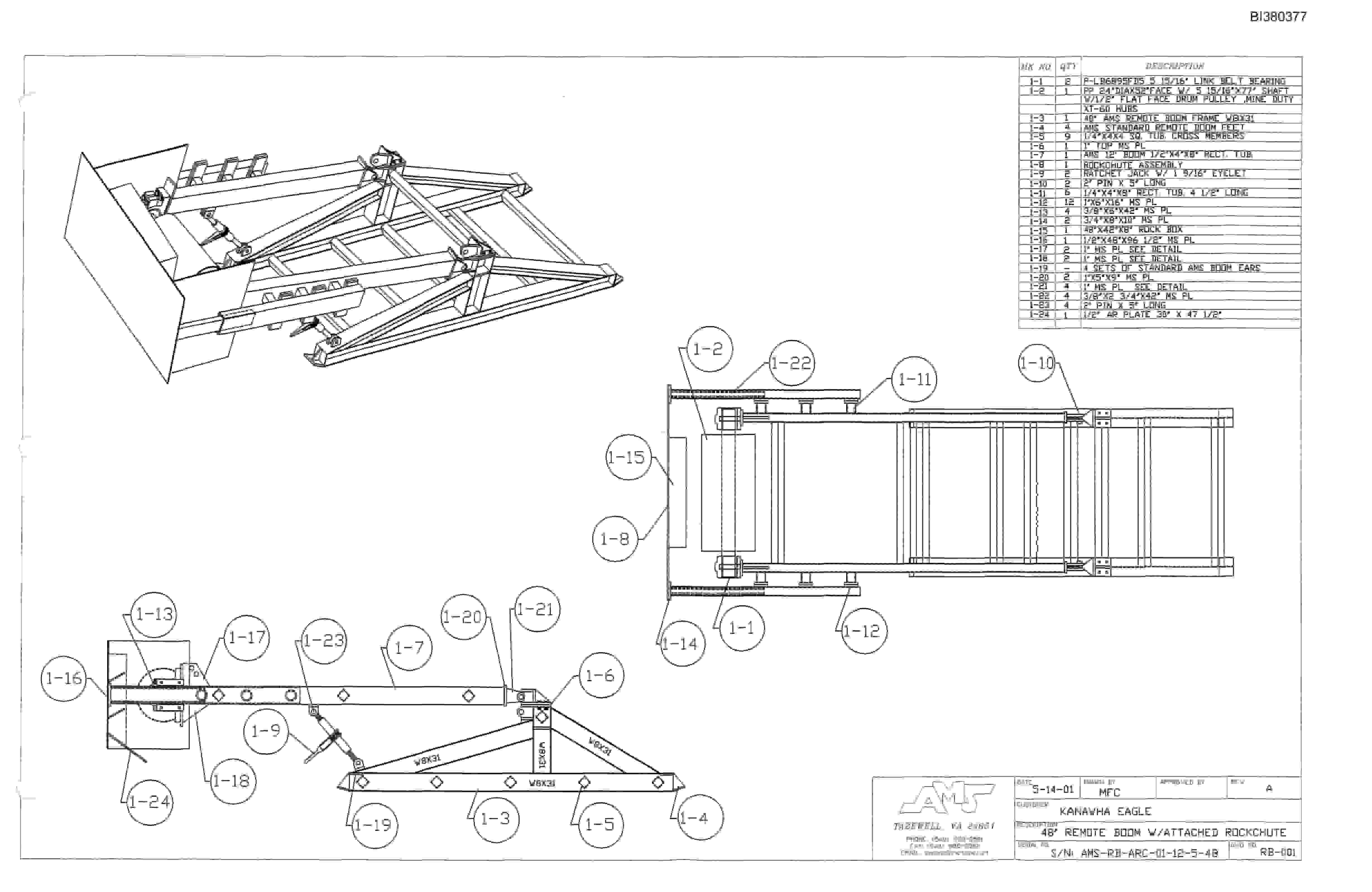 Bucyrus 48in Dual 200HP Uniminer, Take-Up, Impact Tailpiece, Remote A-Frame Parts Catalog BI380377-5