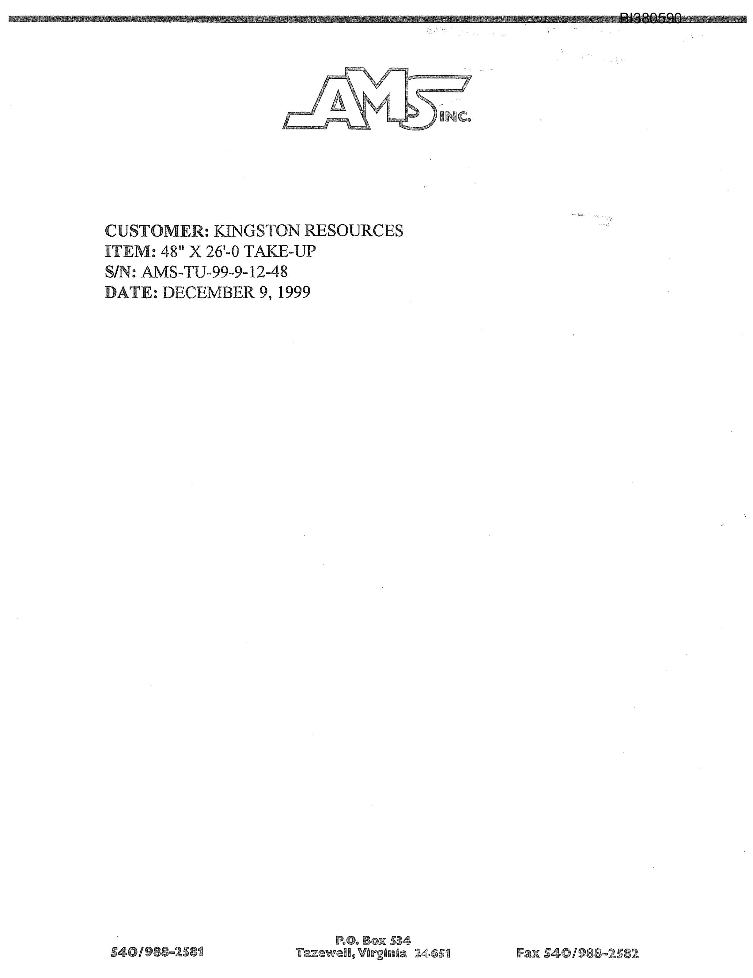 Bucyrus 48in Dual Drive, Take-Up, Tailpiece Parts Catalog BI380590-2