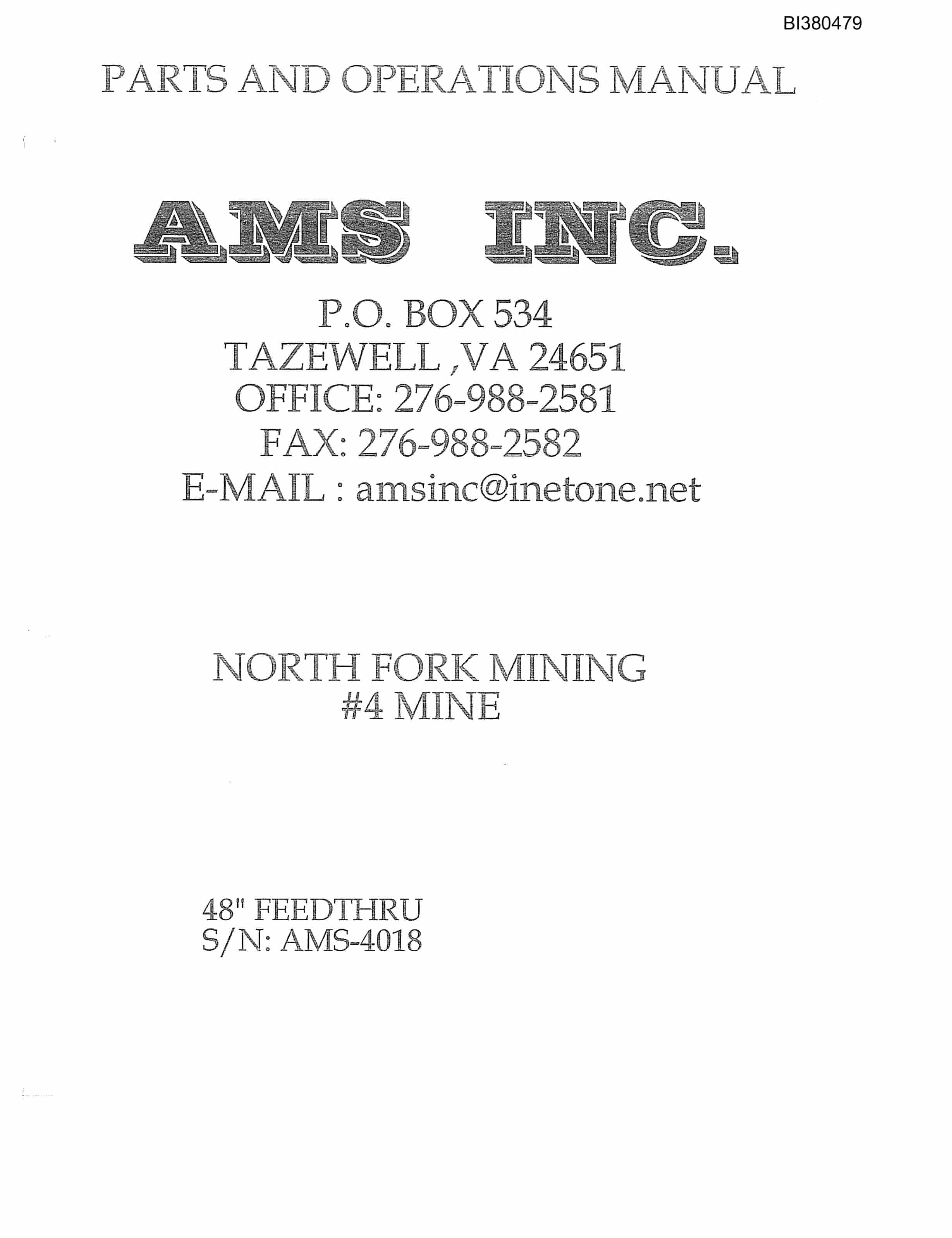 Bucyrus 48in Feed Thru Parts Catalog BI380479-3
