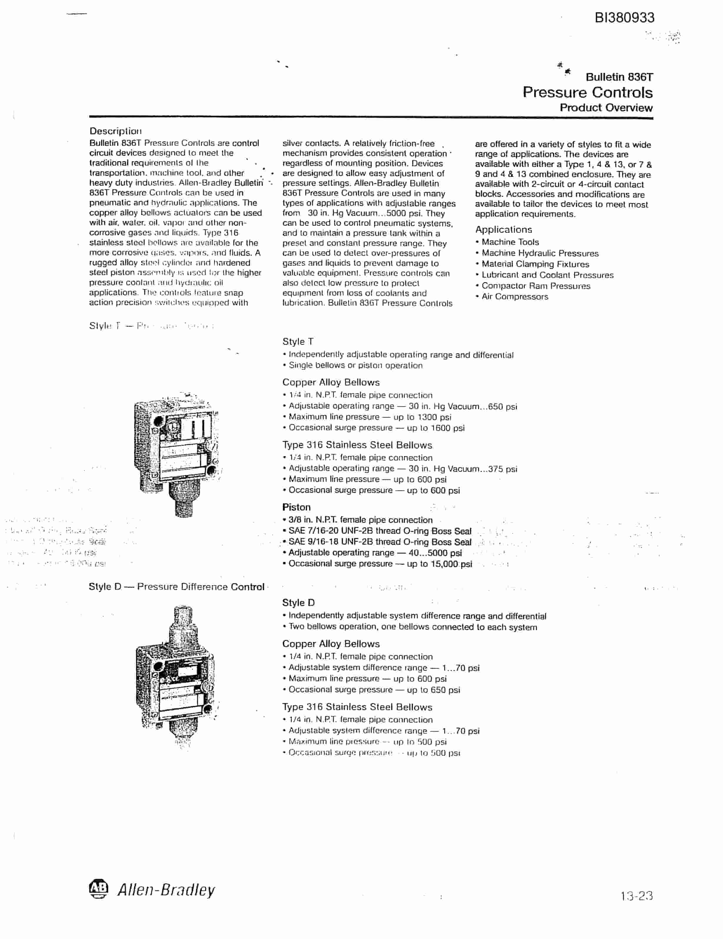 Bucyrus 48in Hydraulic Take-Up, 40HP Compact Power Pack Parts Catalog BI380933-3