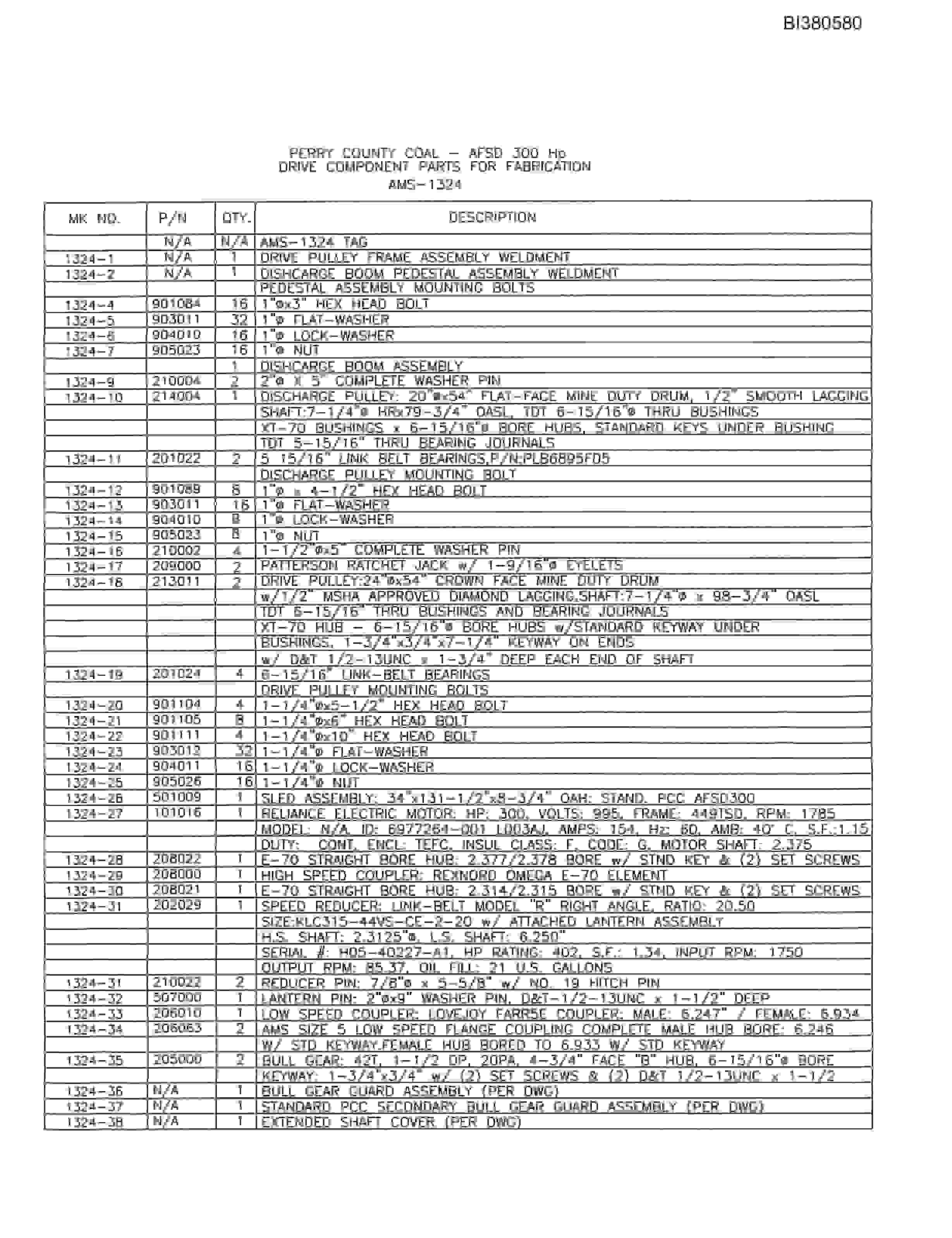 Bucyrus 48in Impact Tailpiece Parts Catalog BI380580-4