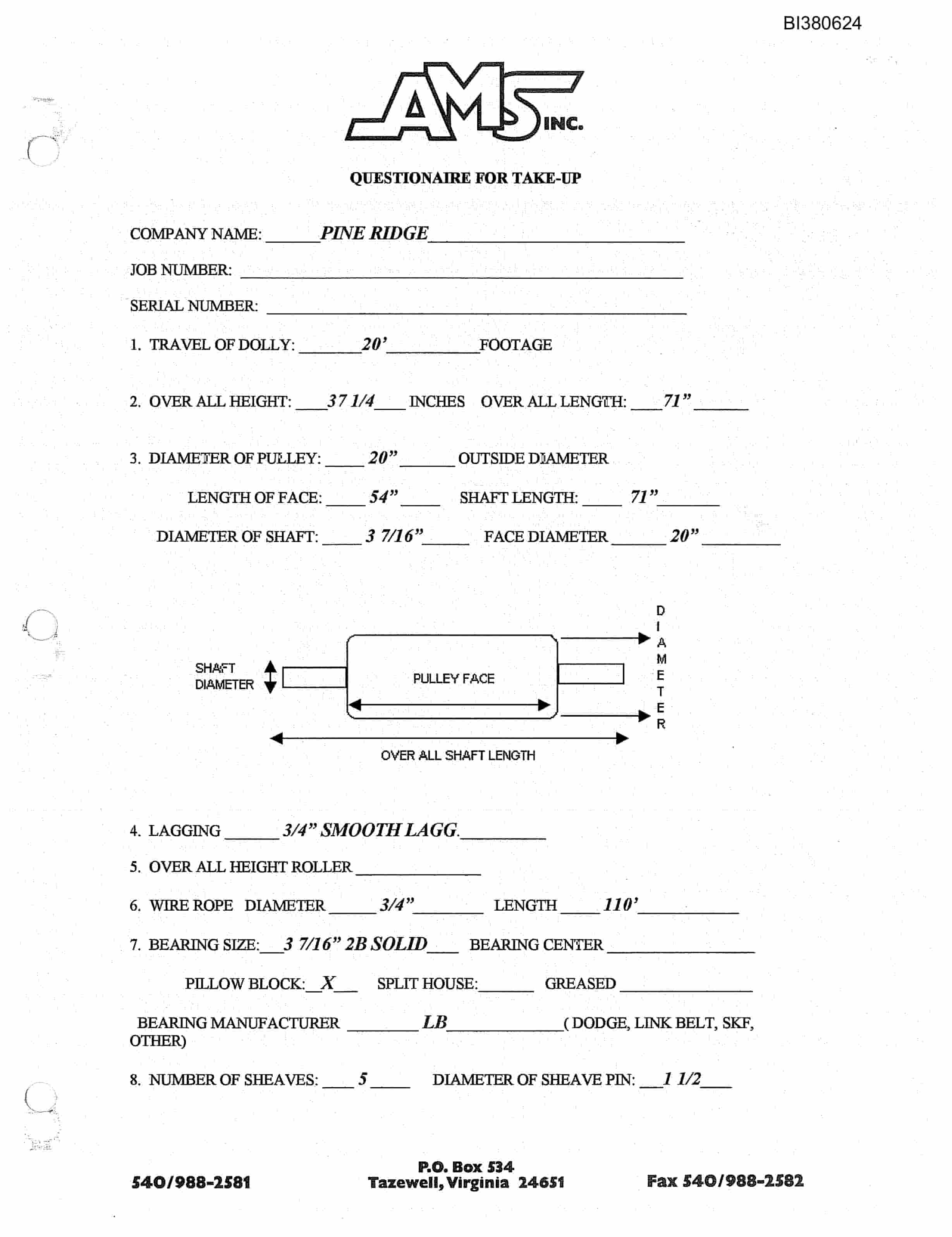 Bucyrus 48in RB Take-Up Parts Catalog BI380624-5