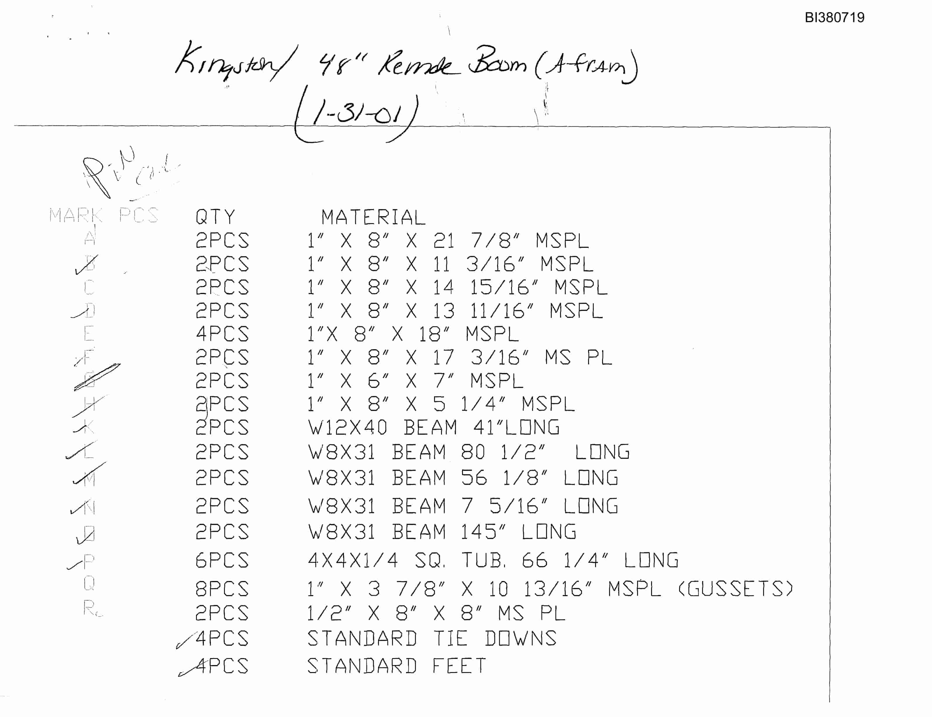 Bucyrus 48in Remote A-Frame Parts Catalog BI380719-2