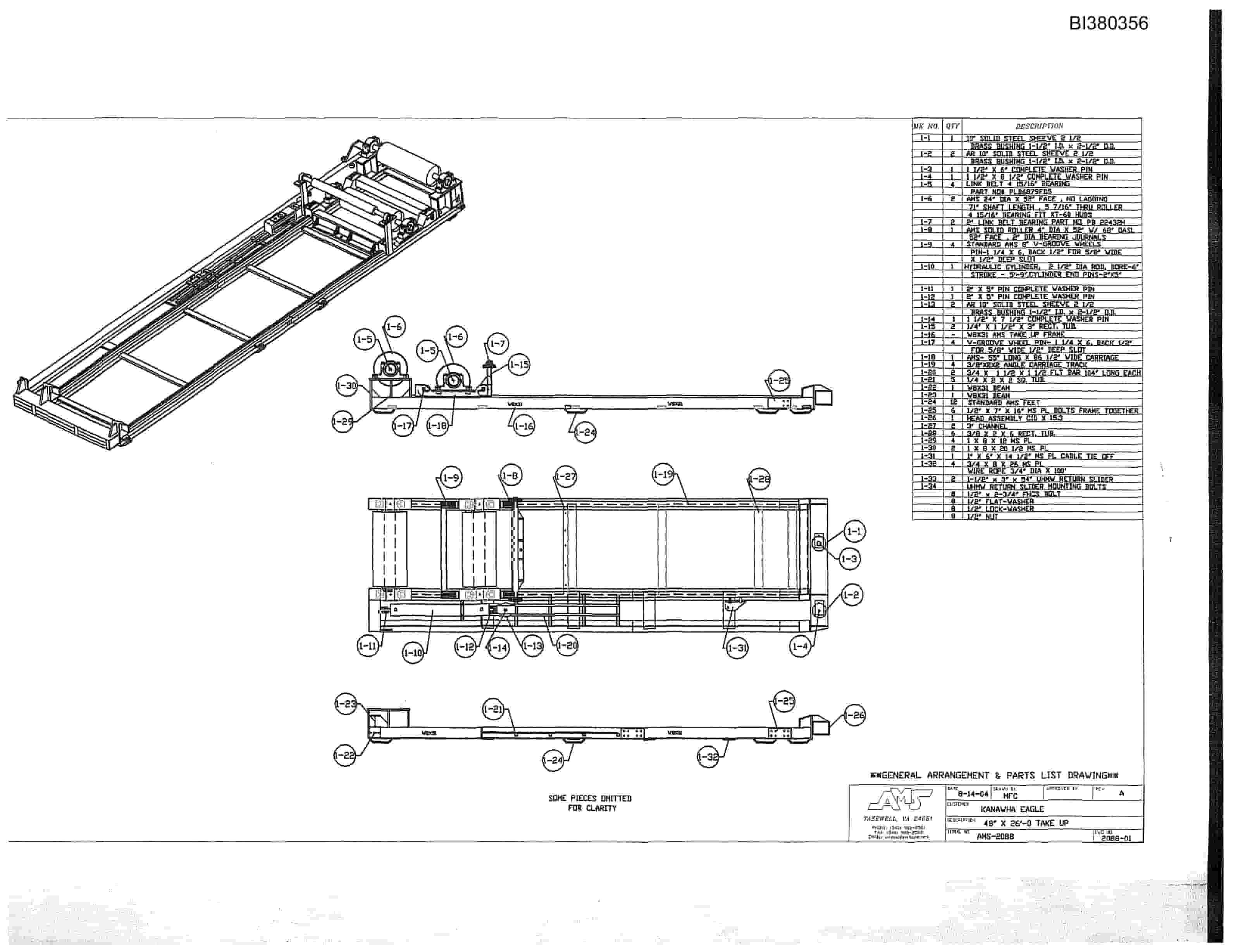 Bucyrus 48in SDC 200HP, Hydraulic Take-Up, Impact Tailpiece, 25HP Power Pack Parts Catalog BI380356-2