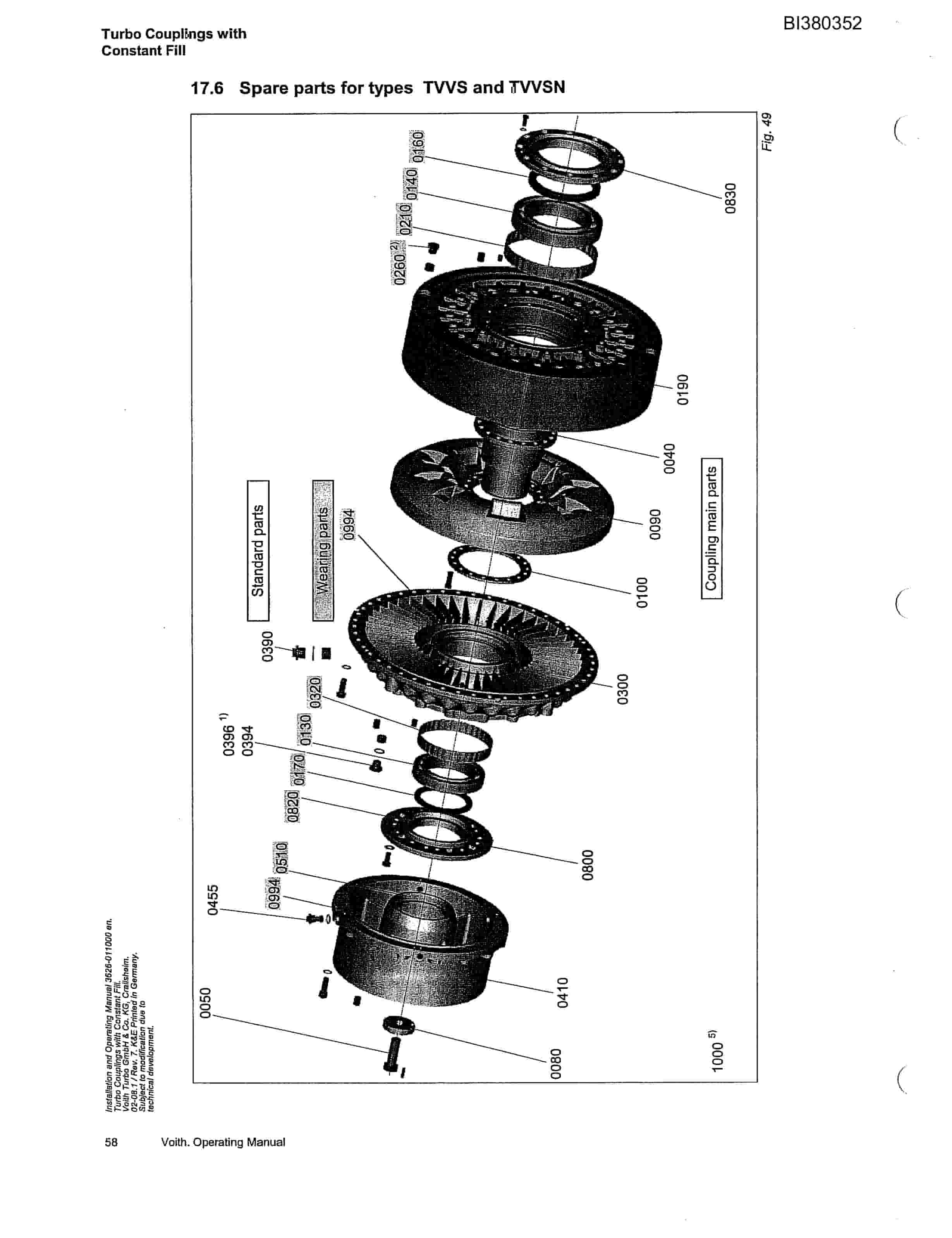 Bucyrus 48in Single Chain Drive 200HP, Take-Up, Impact Tailpiece, Remote A-Frame Parts Catalog BI380352-3
