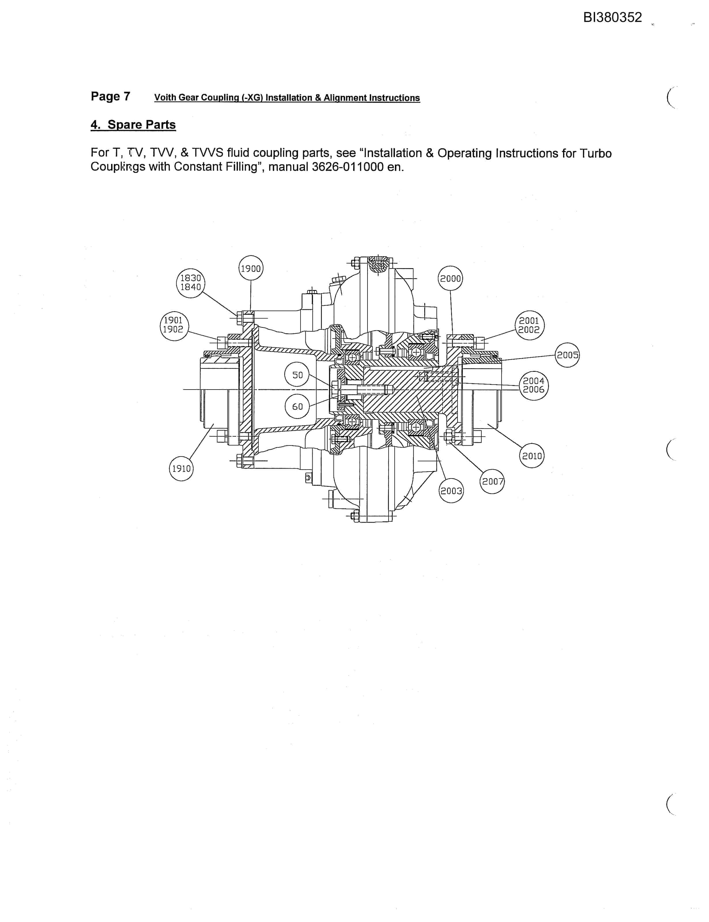 Bucyrus 48in Single Chain Drive 200HP, Take-Up, Impact Tailpiece, Remote A-Frame Parts Catalog BI380352-4