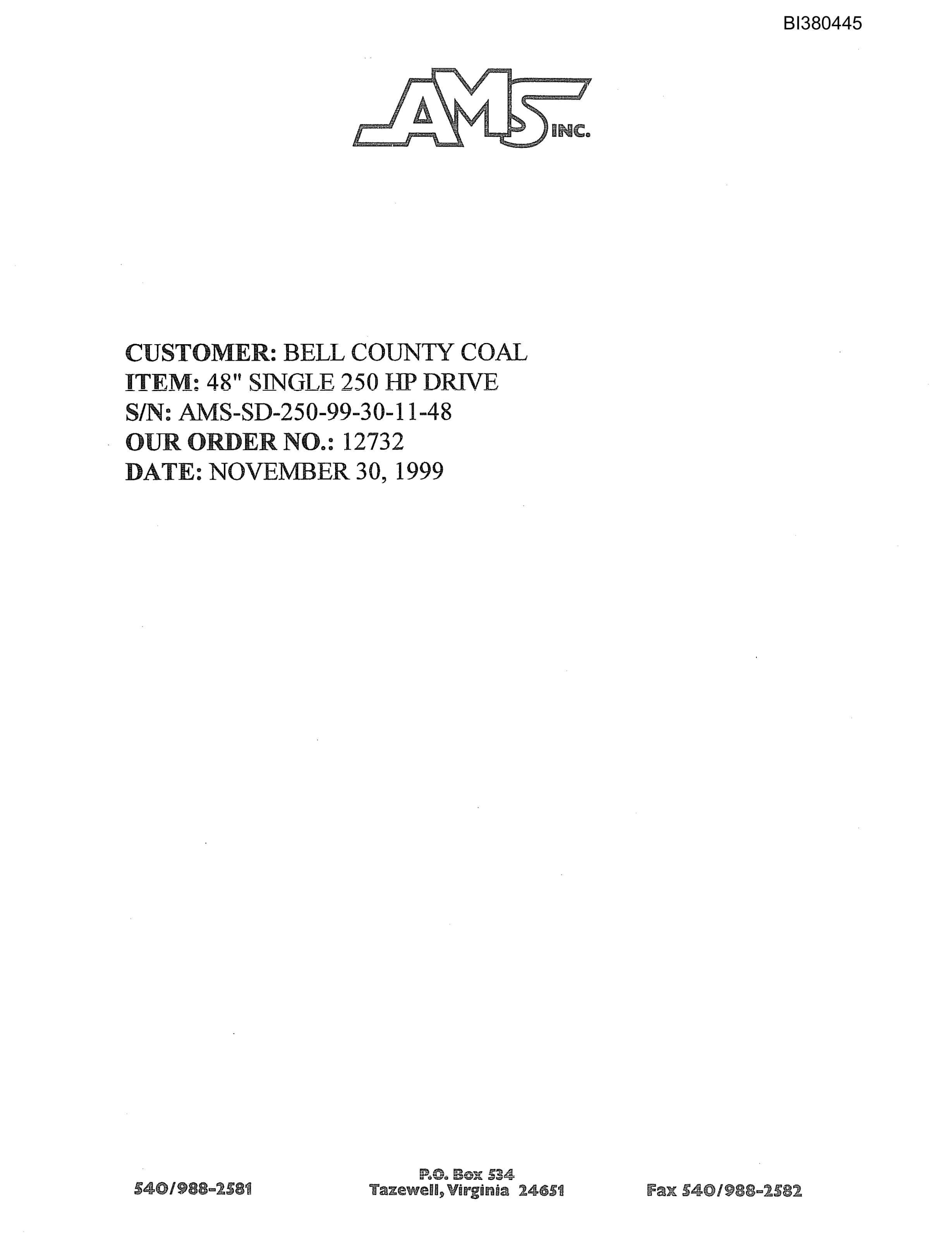 Bucyrus 48in Single Drive Parts Catalog BI380445-2