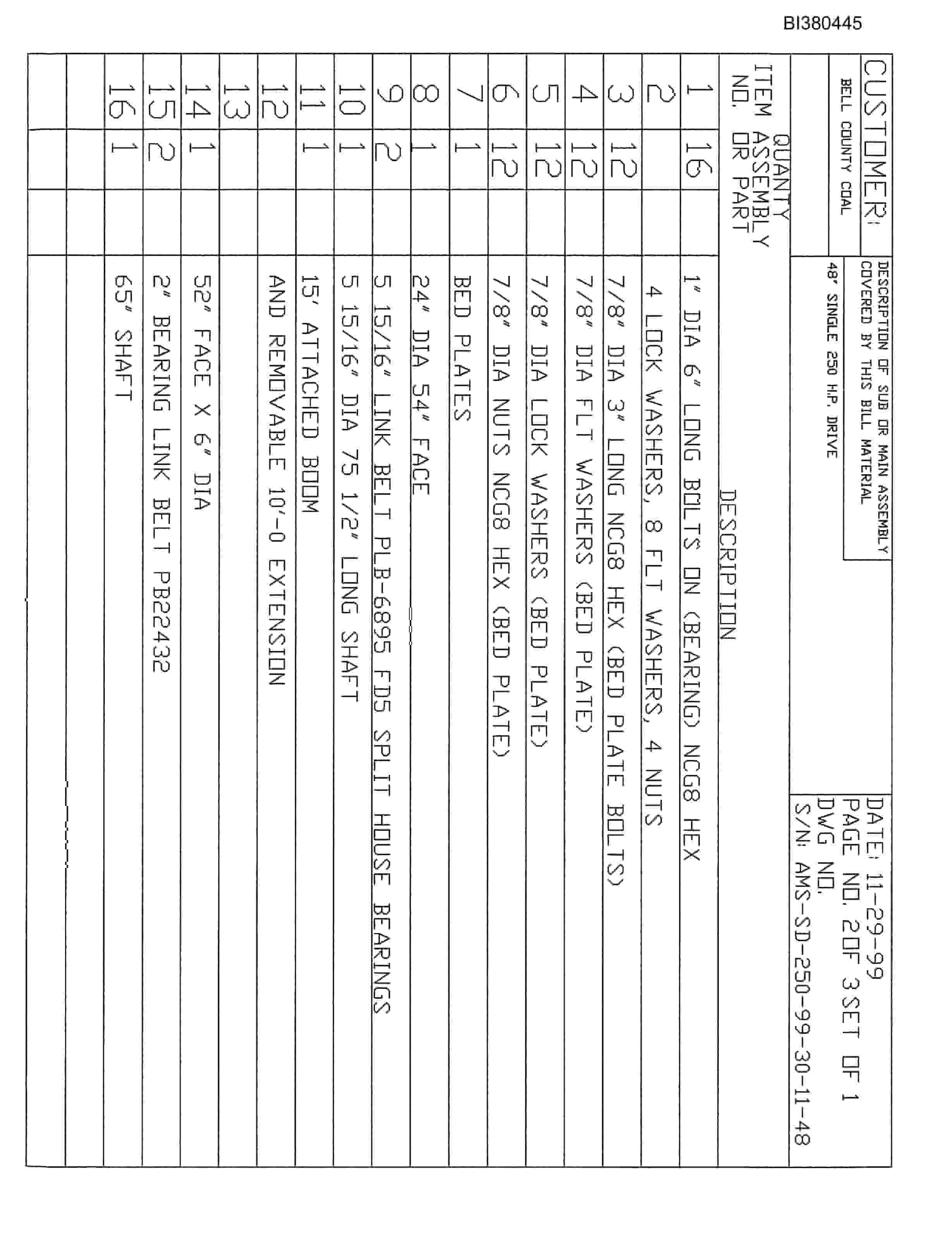 Bucyrus 48in Single Drive Parts Catalog BI380445-5