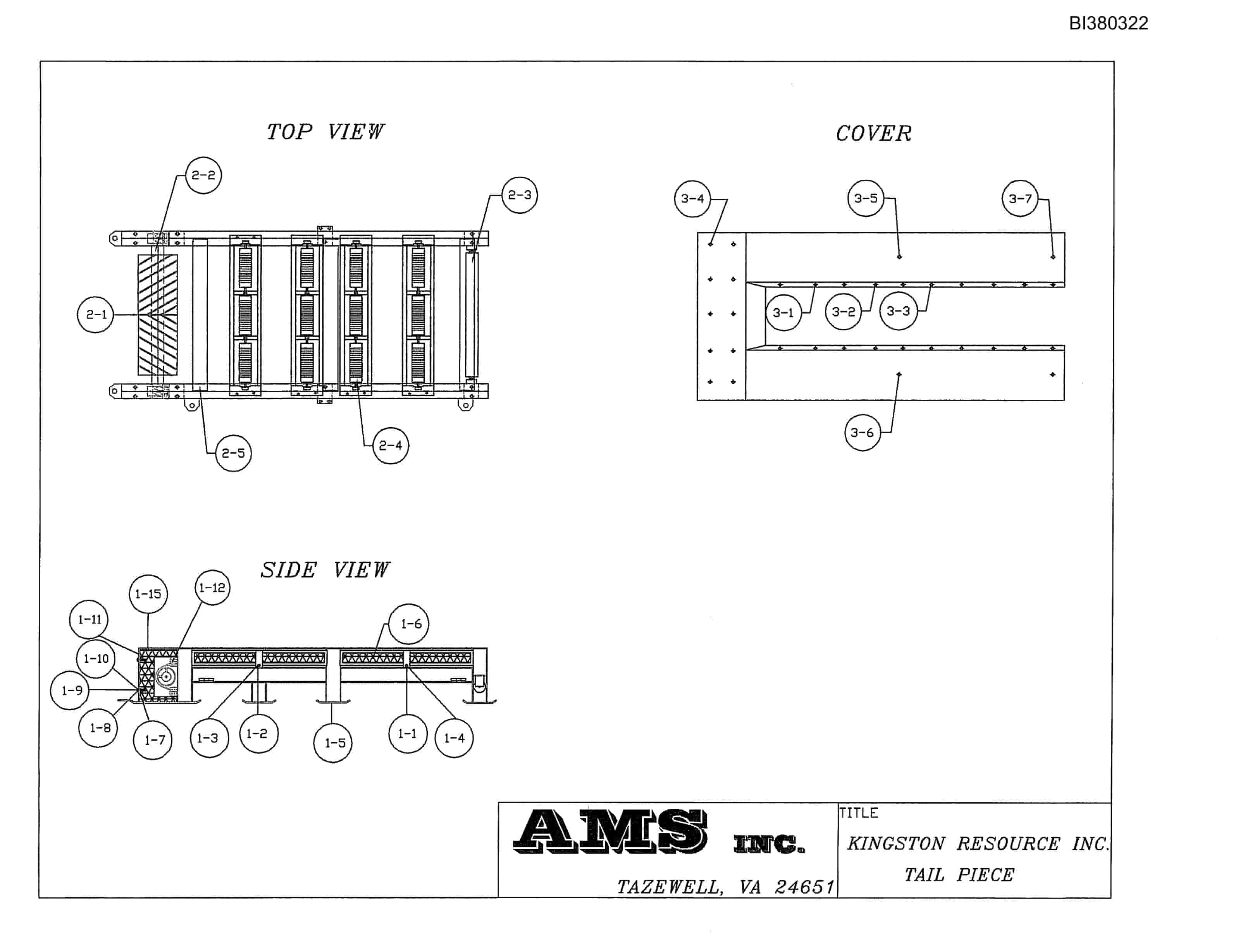Bucyrus 48in Single Drive, Tailpiece, Take-Up Parts Catalog BI380322-2