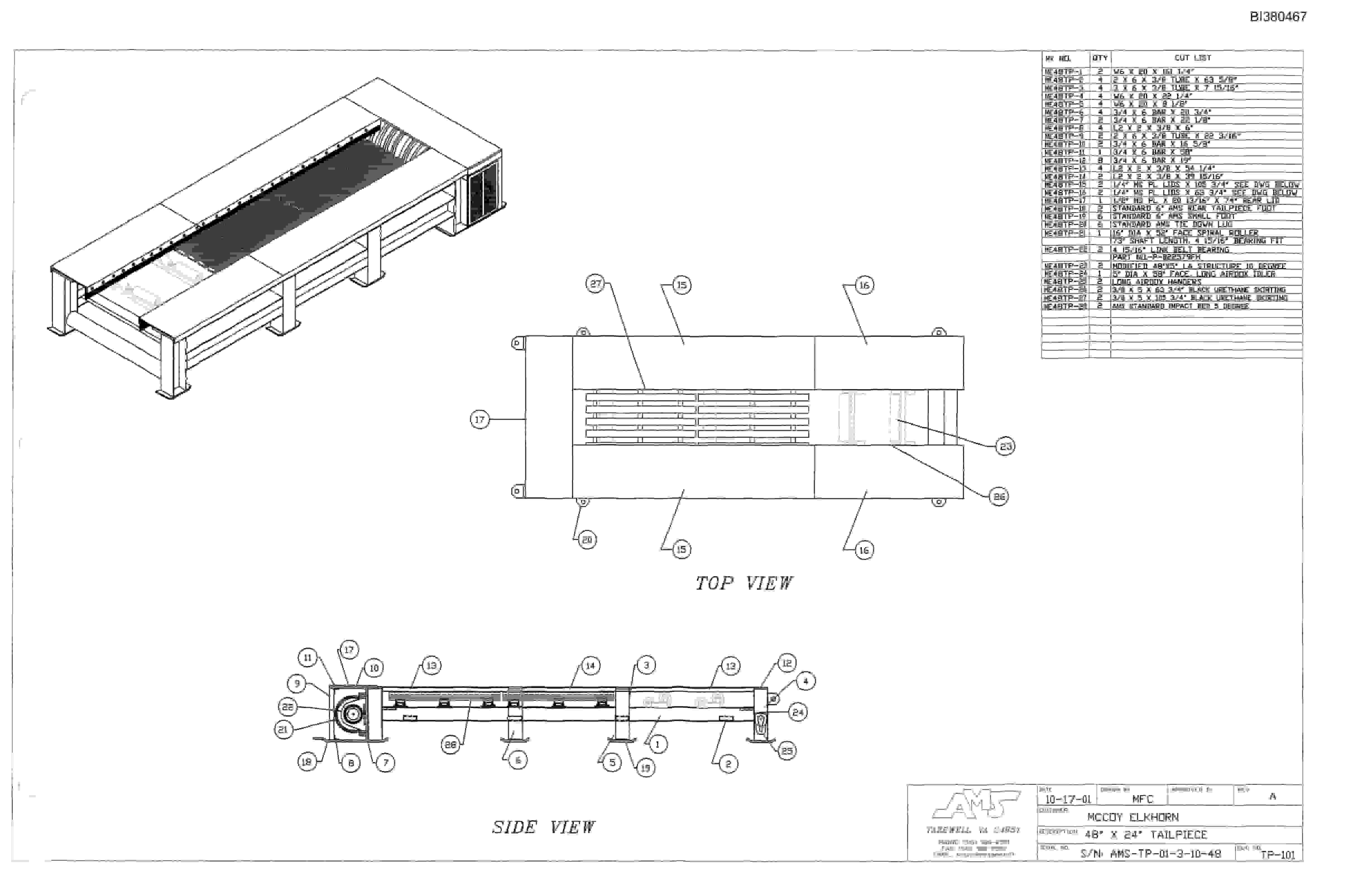 Bucyrus 48in Tailpiece Parts Catalog BI380467-4