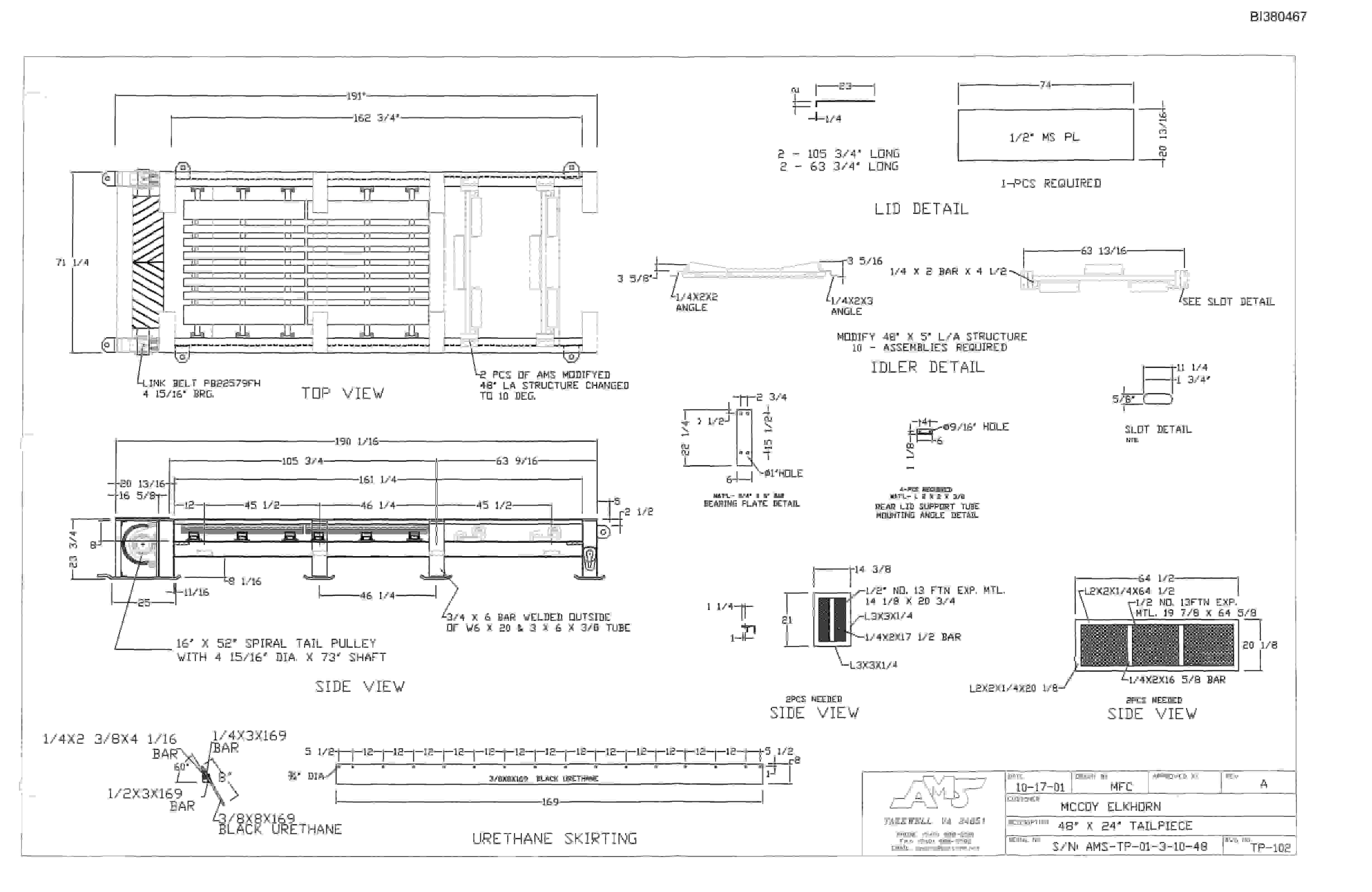 Bucyrus 48in Tailpiece Parts Catalog BI380467-5