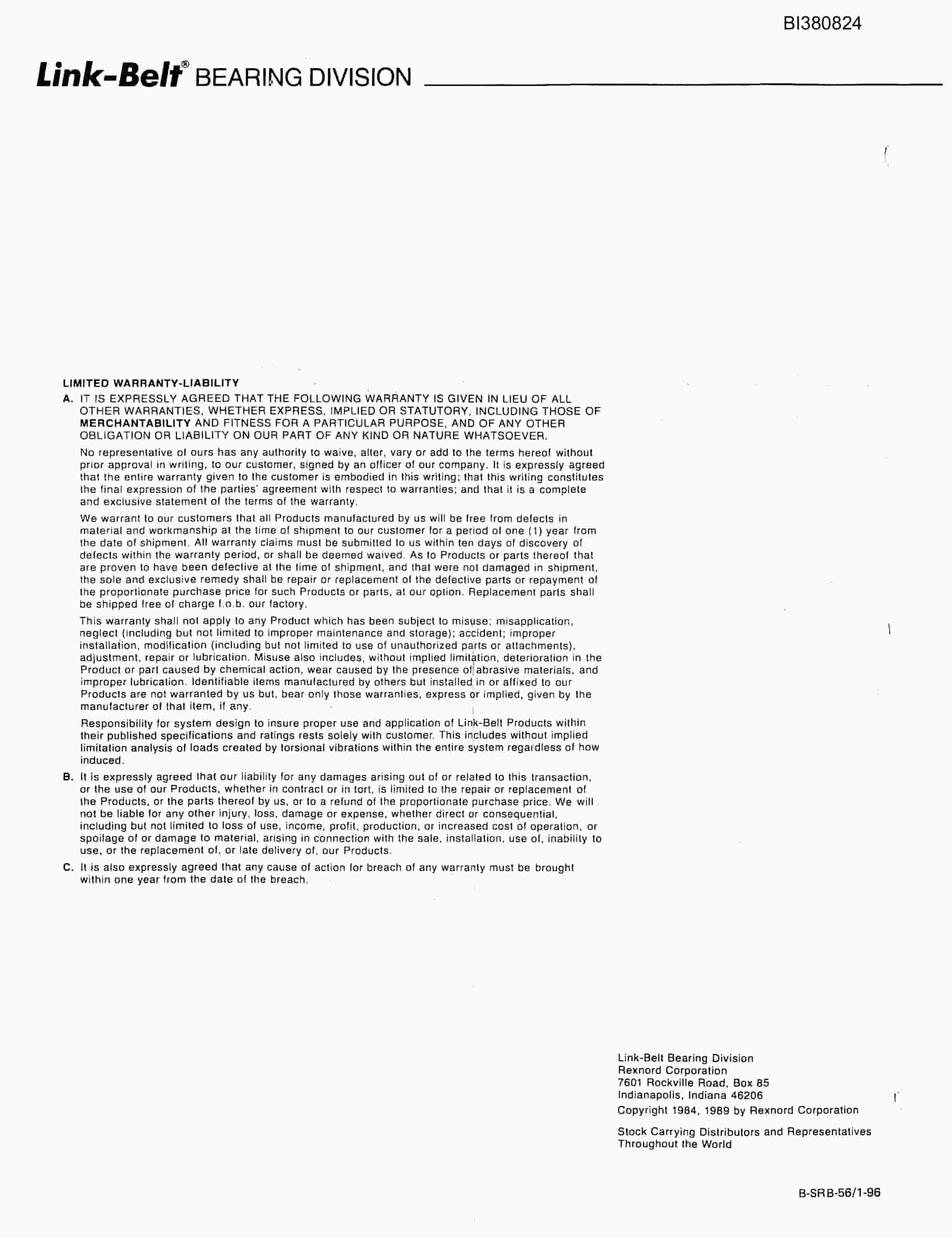 Bucyrus 48in Tailpiece Parts Catalog BI380824-3