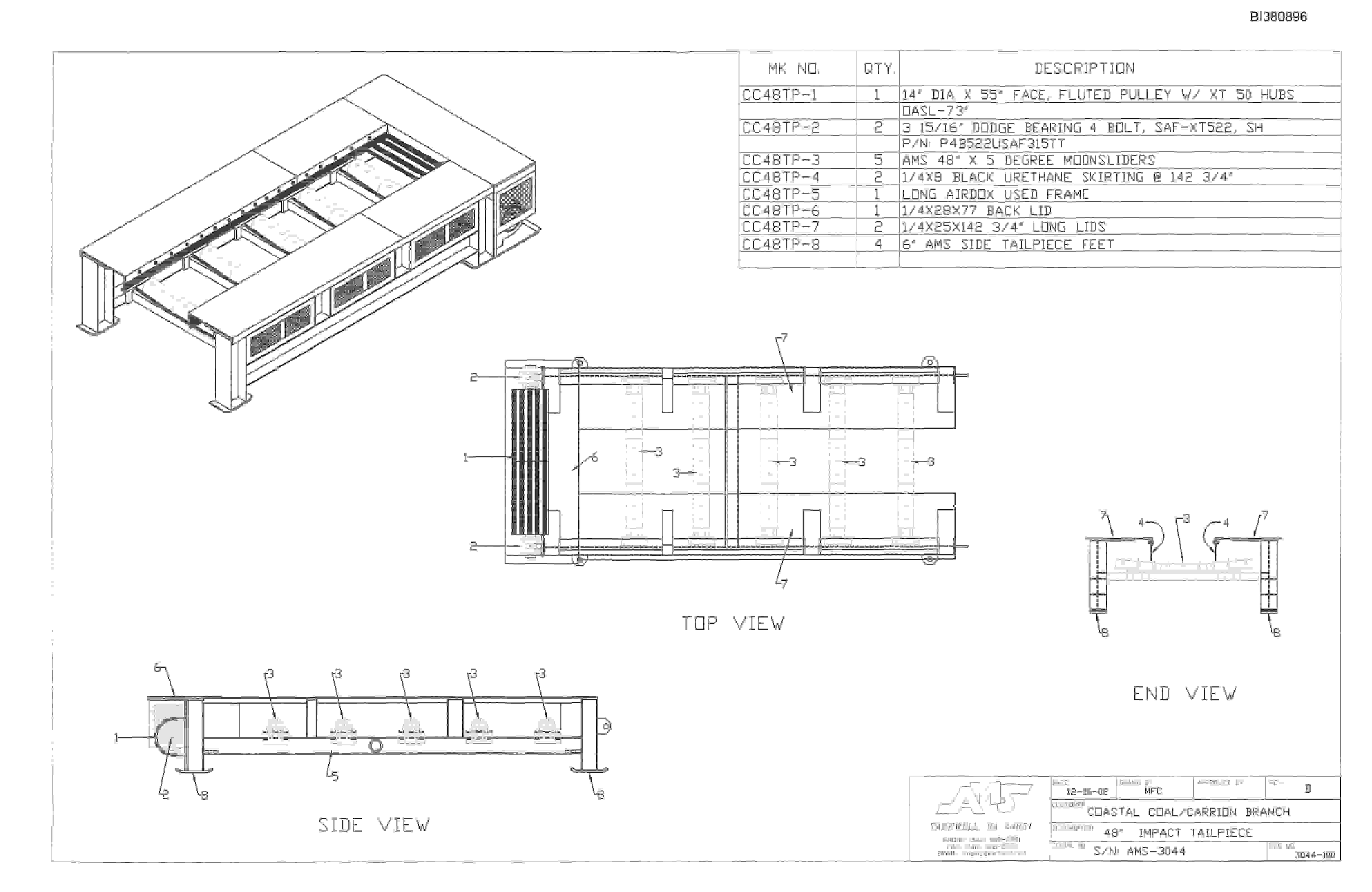 Bucyrus 48in Tailpiece Parts Catalog BI380896-3