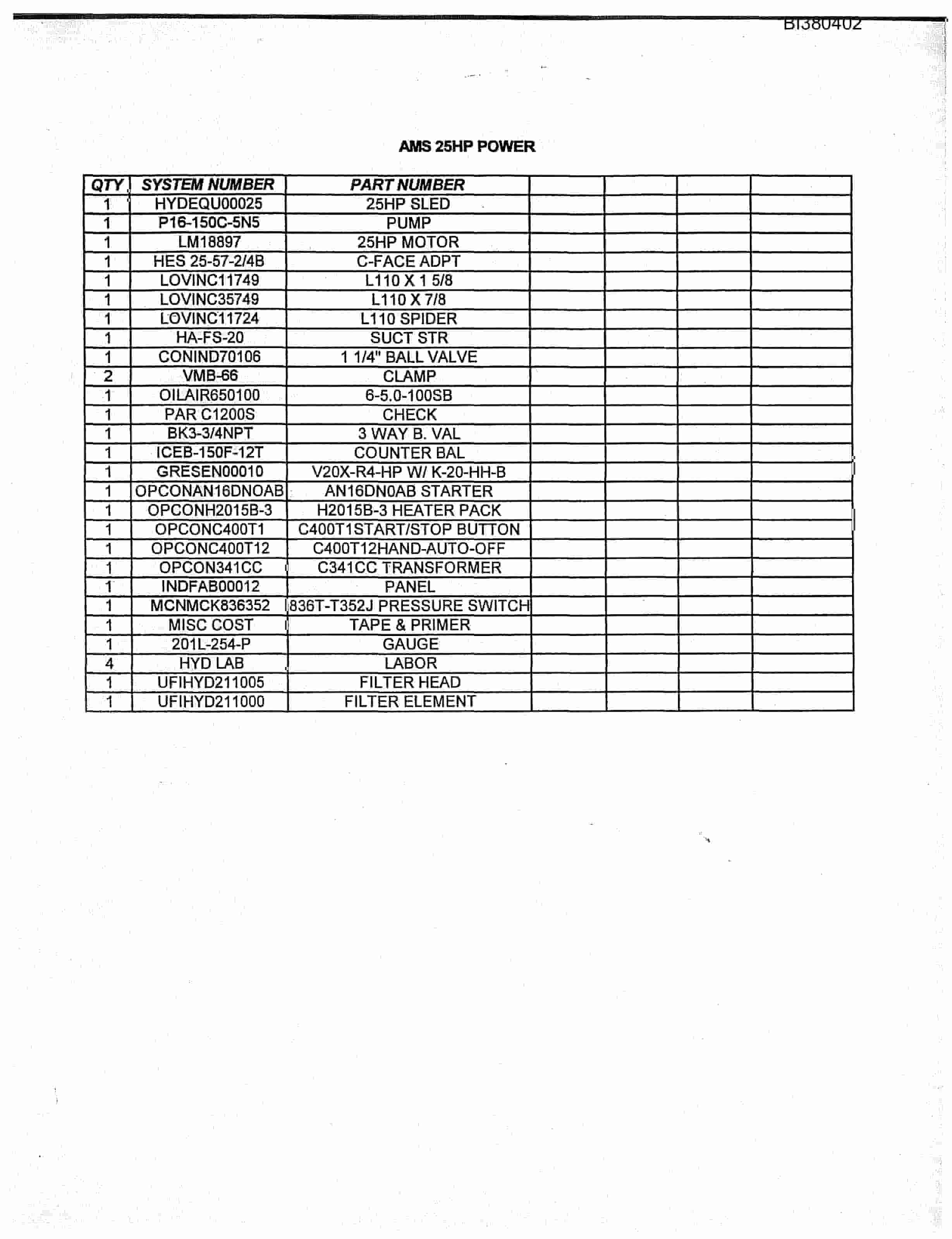 Bucyrus 48in Take-Up Parts Catalog BI380402-5