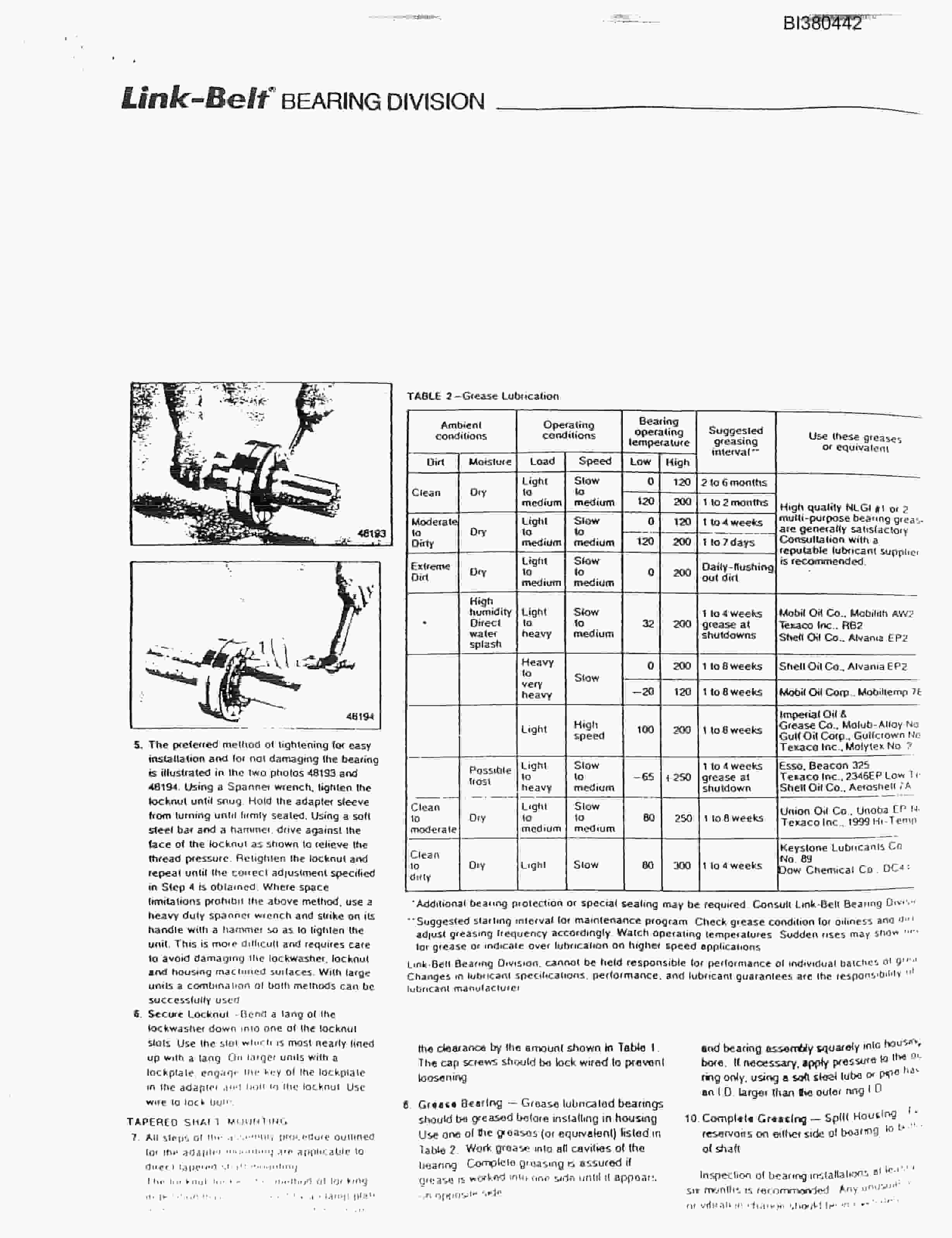 Bucyrus 48in Take-Up Parts Catalog BI380442-4