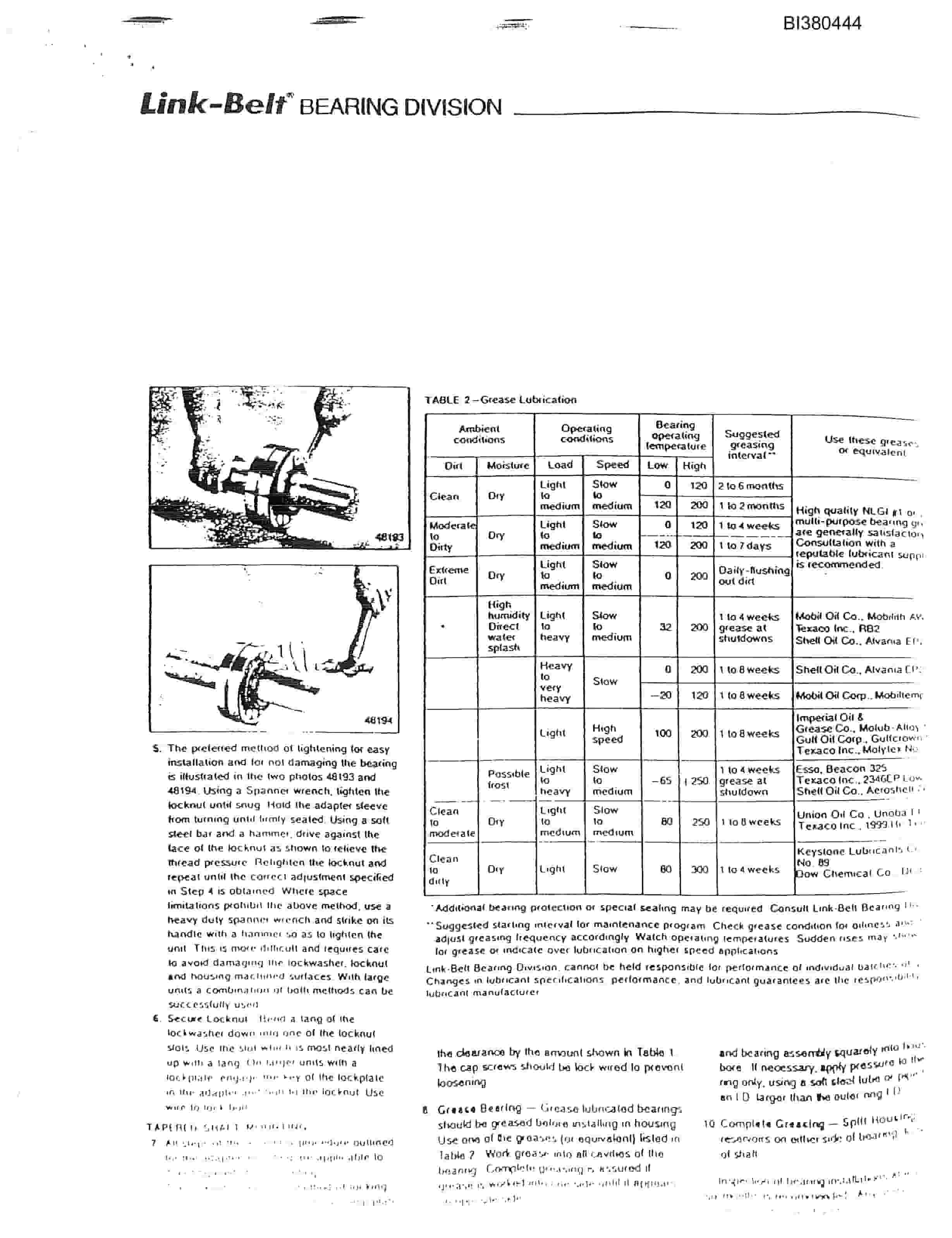 Bucyrus 48in Take-Up Parts Catalog BI380444-4