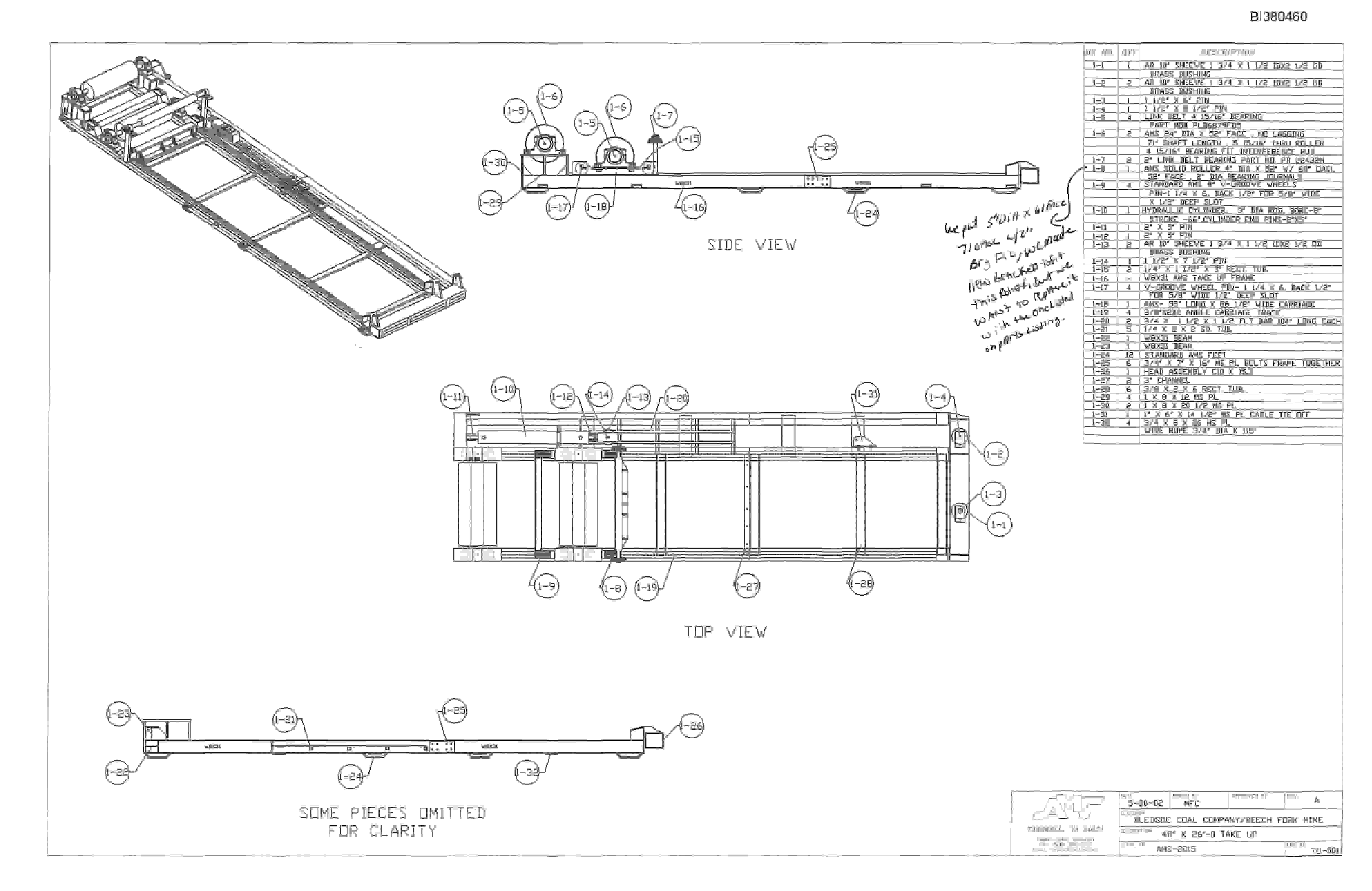 Bucyrus 48in Take-Up Parts Catalog BI380460-2