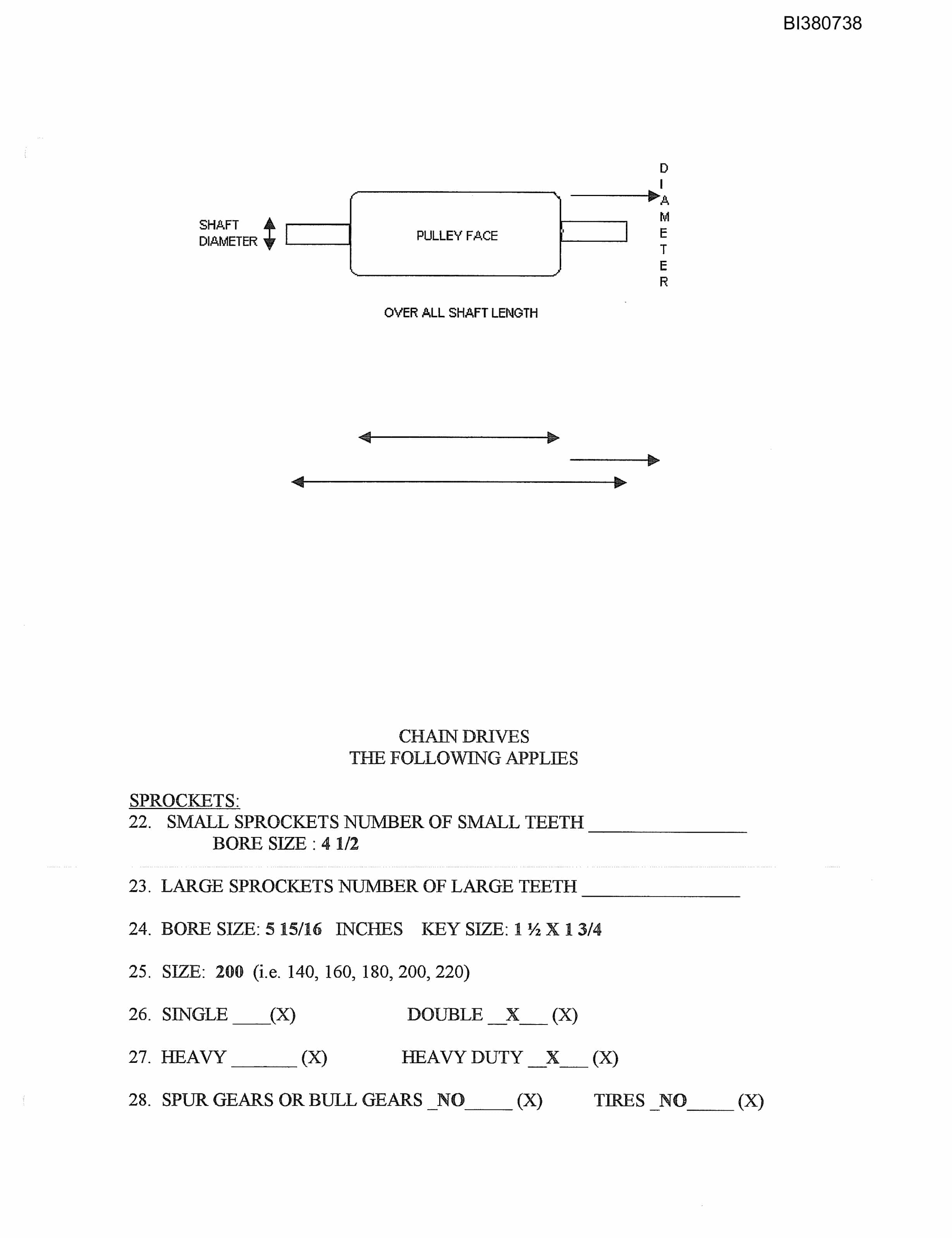 Bucyrus 48in Take-Up, Tailpeace, Dual Direct Drive Parts Catalog BI380738-2