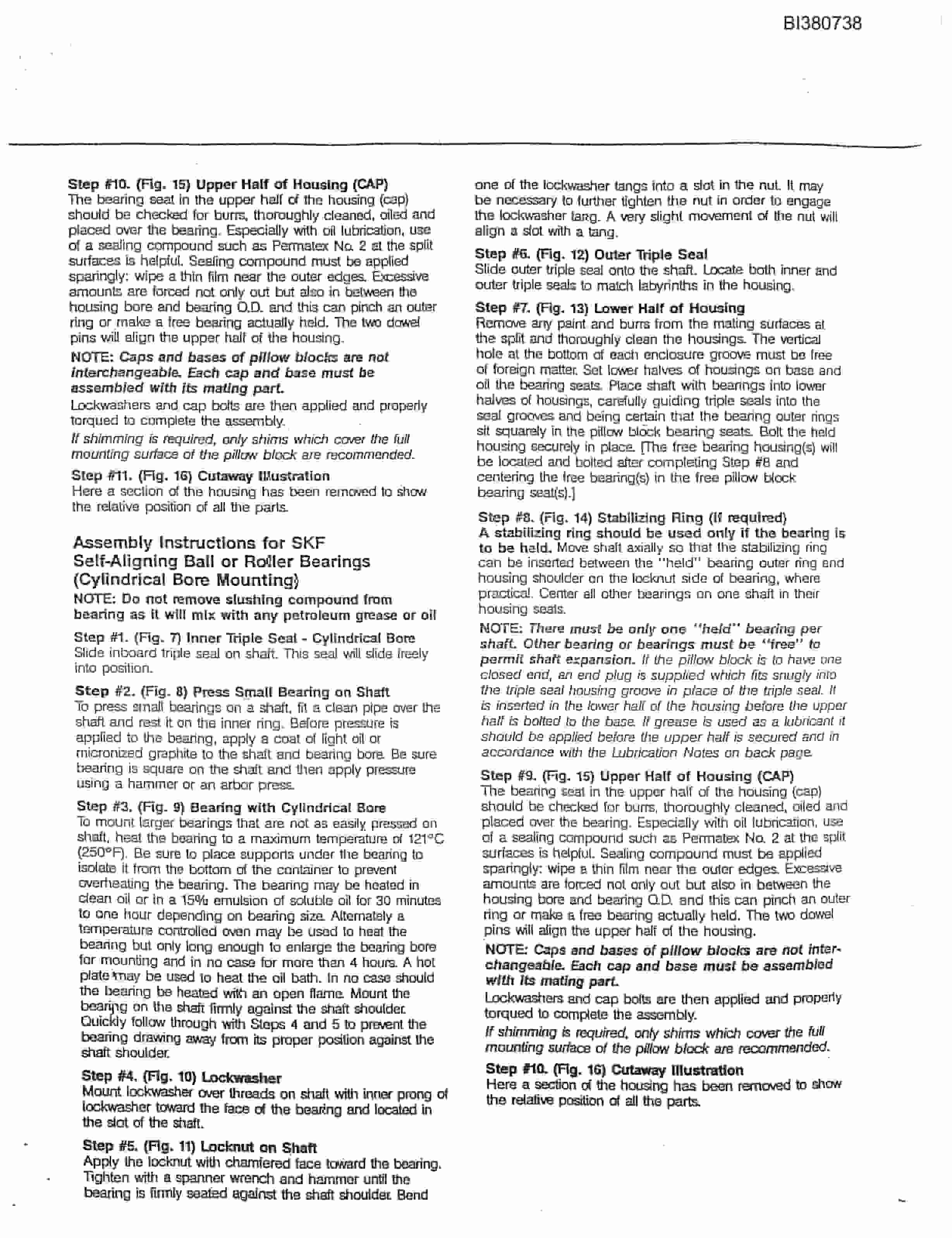Bucyrus 48in Take-Up, Tailpeace, Dual Direct Drive Parts Catalog BI380738-4