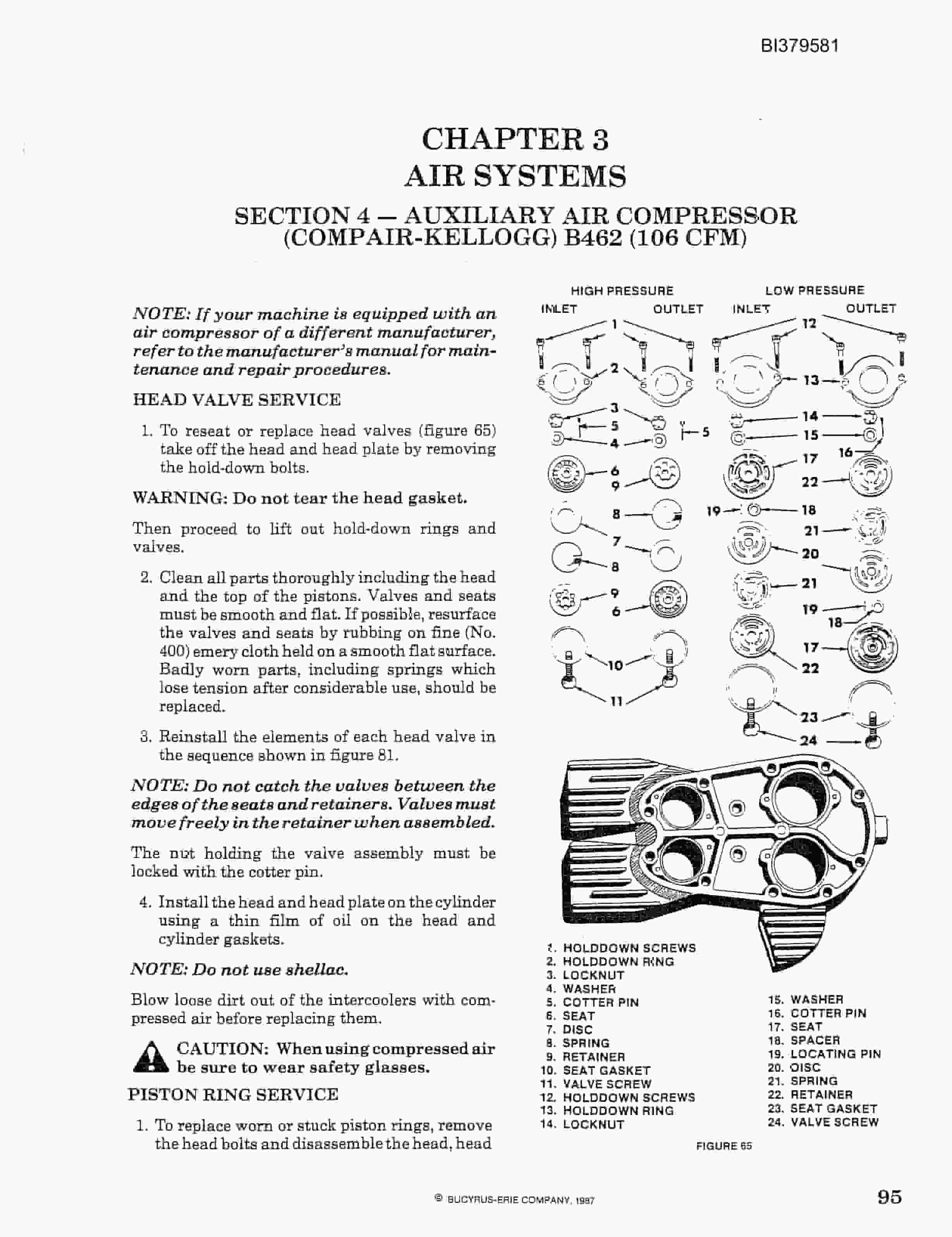 Bucyrus 49-R, 49-RH Electric Blast Hole Drill Mechanical Maintenance Manual BI379581-2