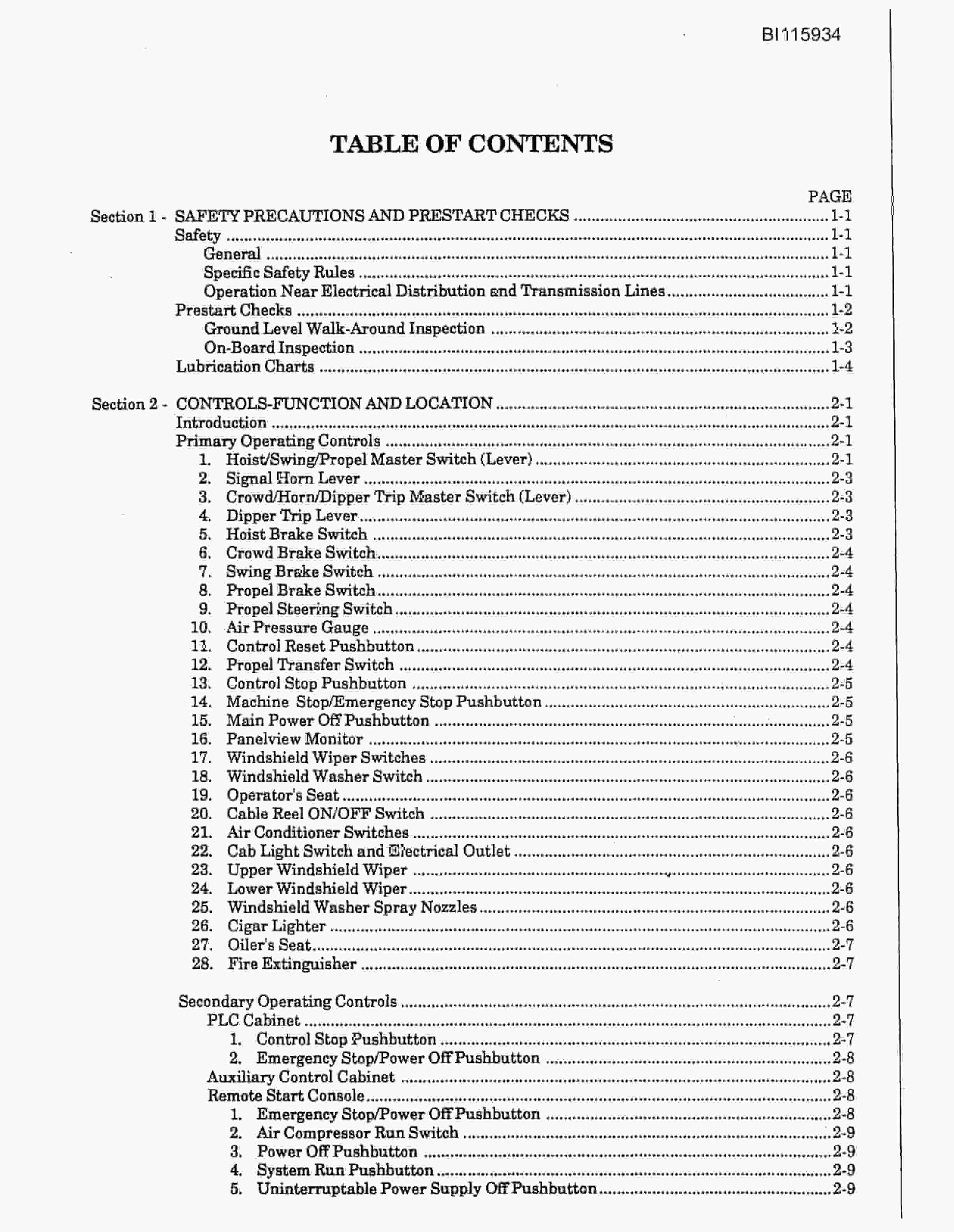 Bucyrus 495-B Mining Shovel Technical Manual BI115934-5