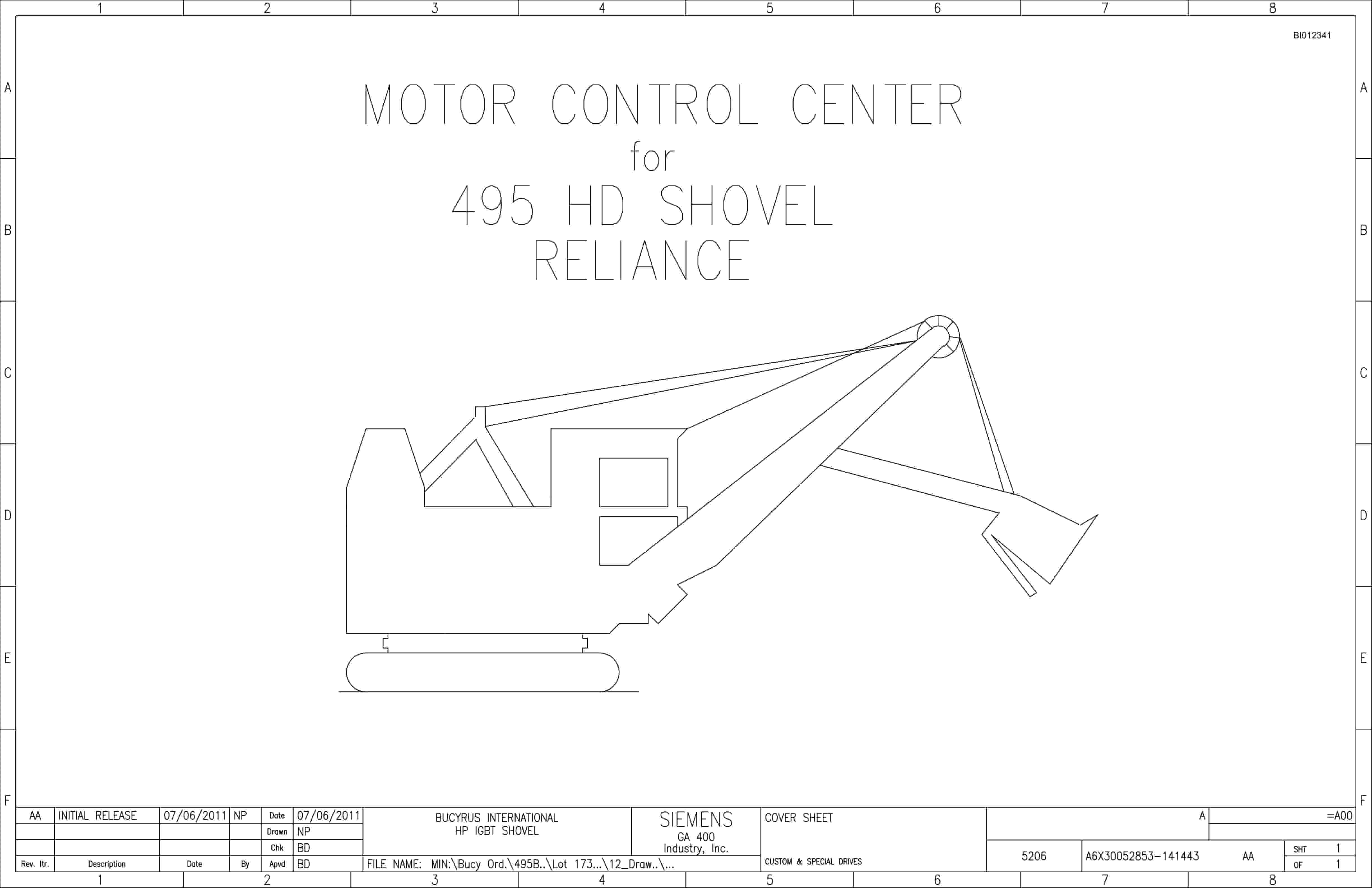 Bucyrus 495 HD Shovel Reliance Motor Control Center Wiring Diagrams BI012341