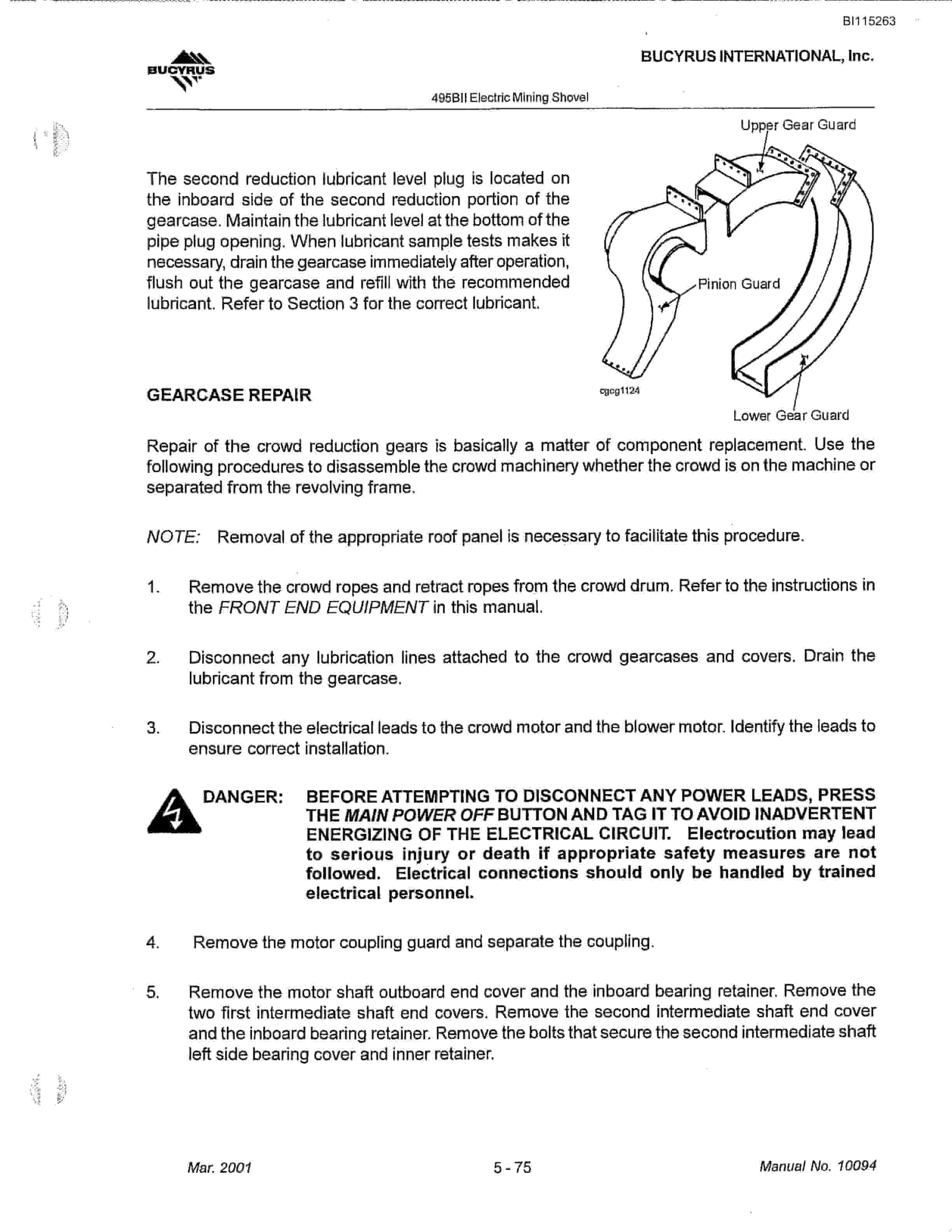 Bucyrus 495BII Mining Shovel Technical Manual BI115263-3