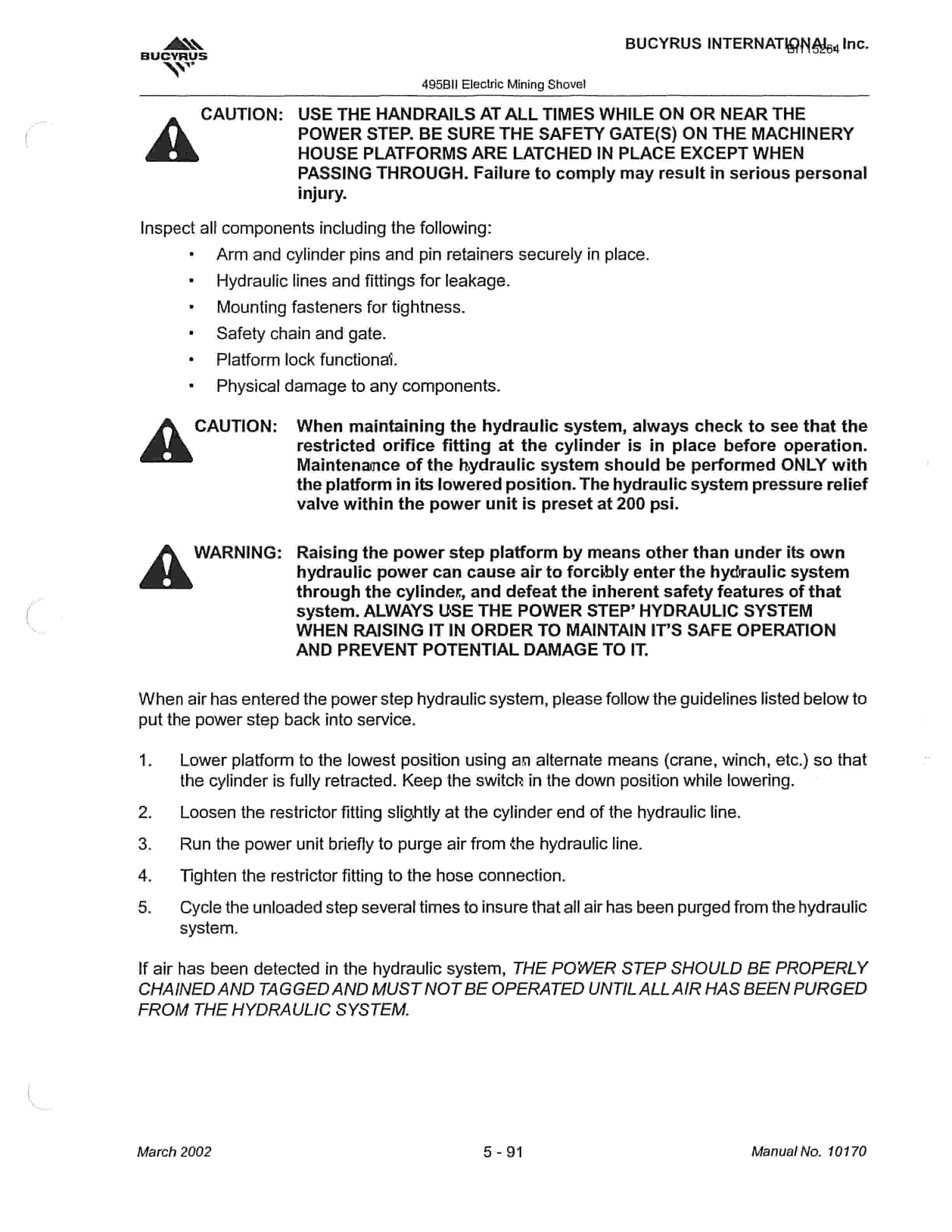 Bucyrus 495BII Mining Shovel Technical Manual BI115264-3