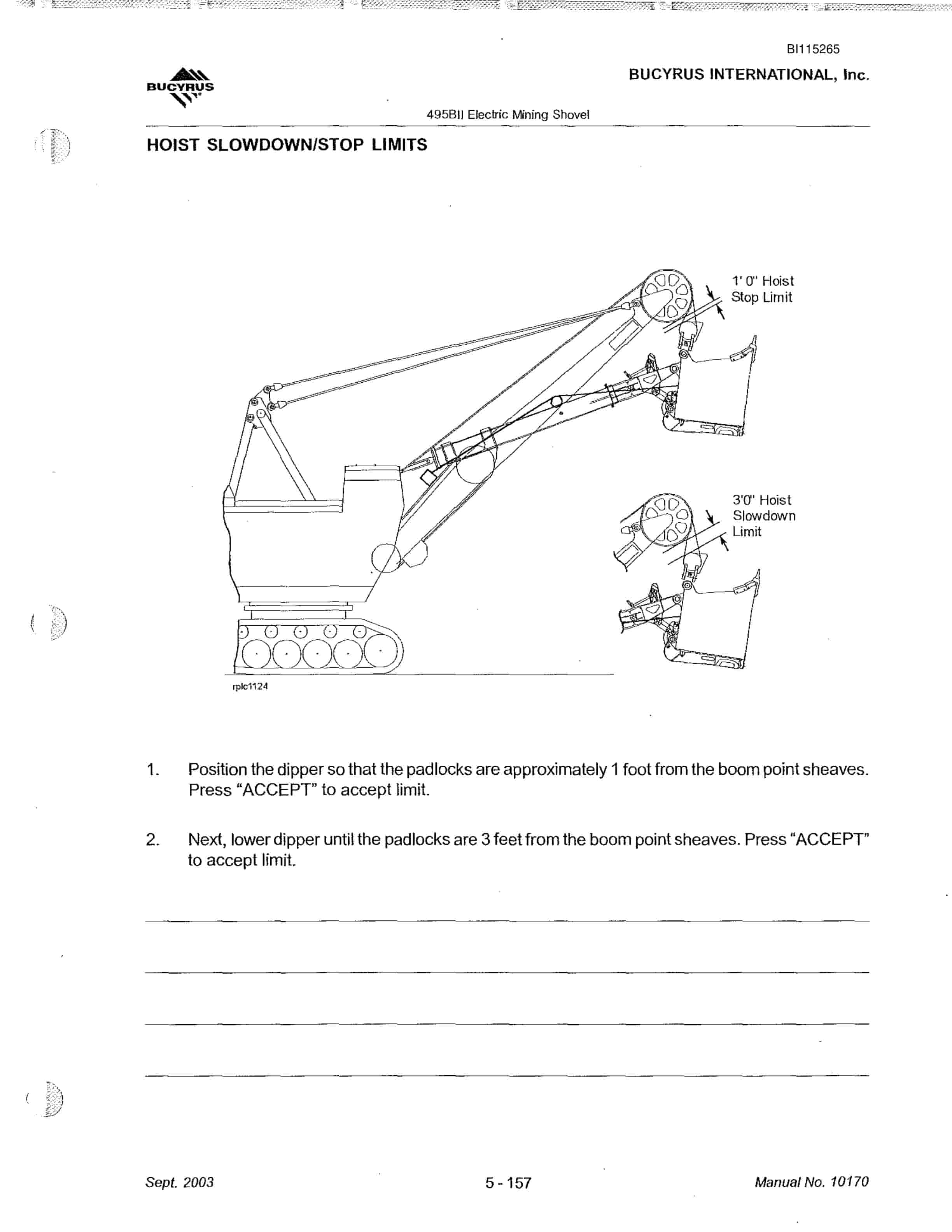 Bucyrus 495BII Mining Shovel Technical Manual BI115265-5