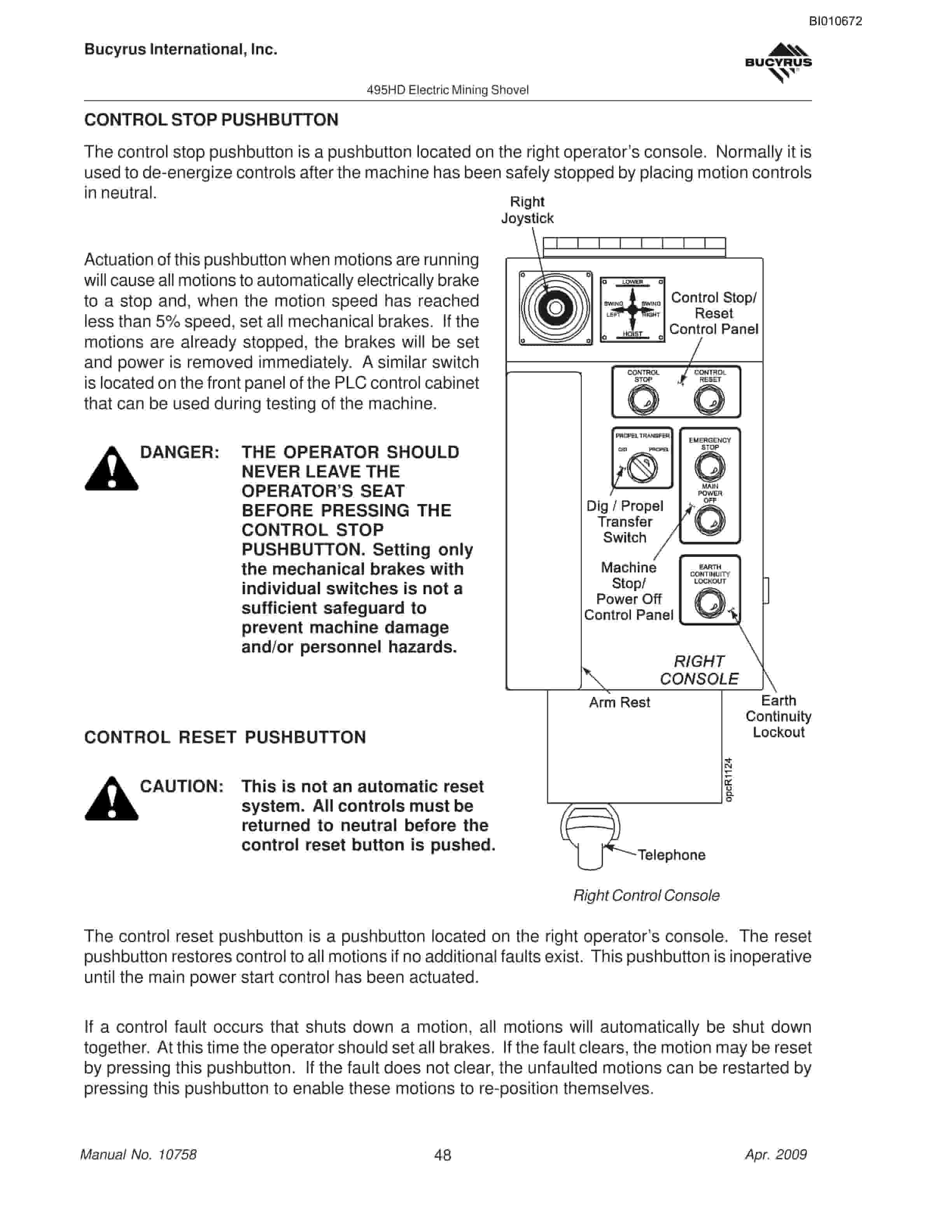 Bucyrus 495HD Mining Shovel Operator Manual BI010672-2