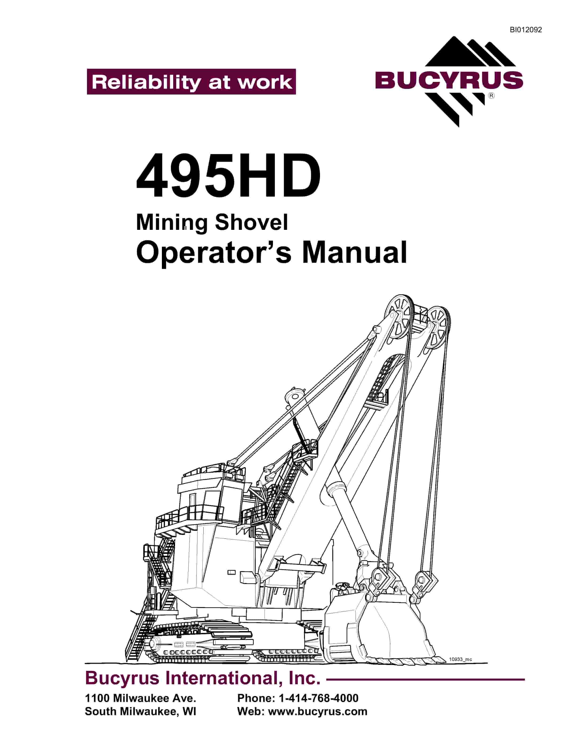 Bucyrus 495HD Mining Shovel Operator Manual BI012092