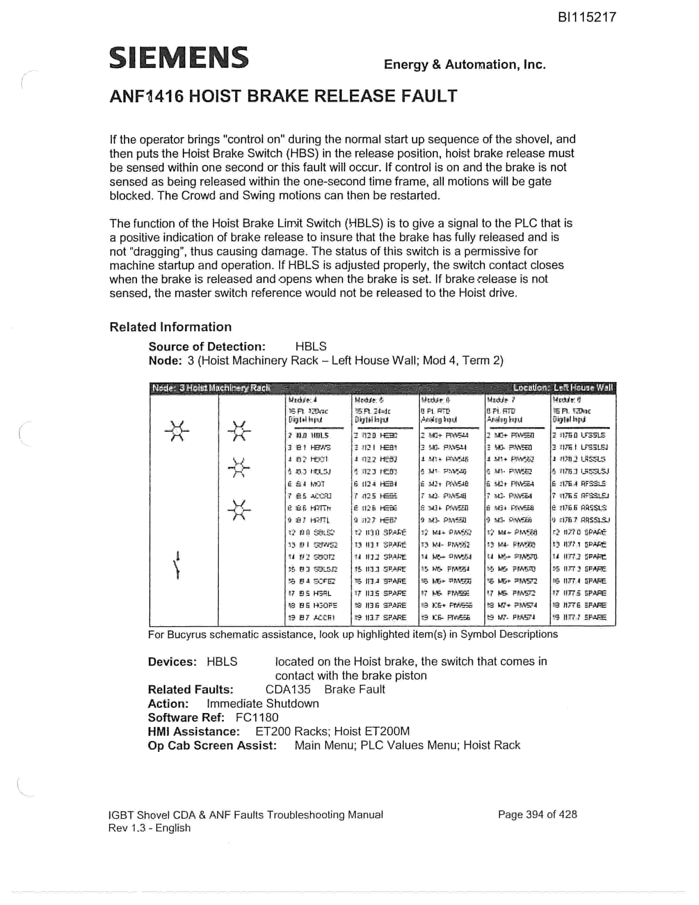 Bucyrus 495HD Mining Shovel Technical Manual BI115217-4
